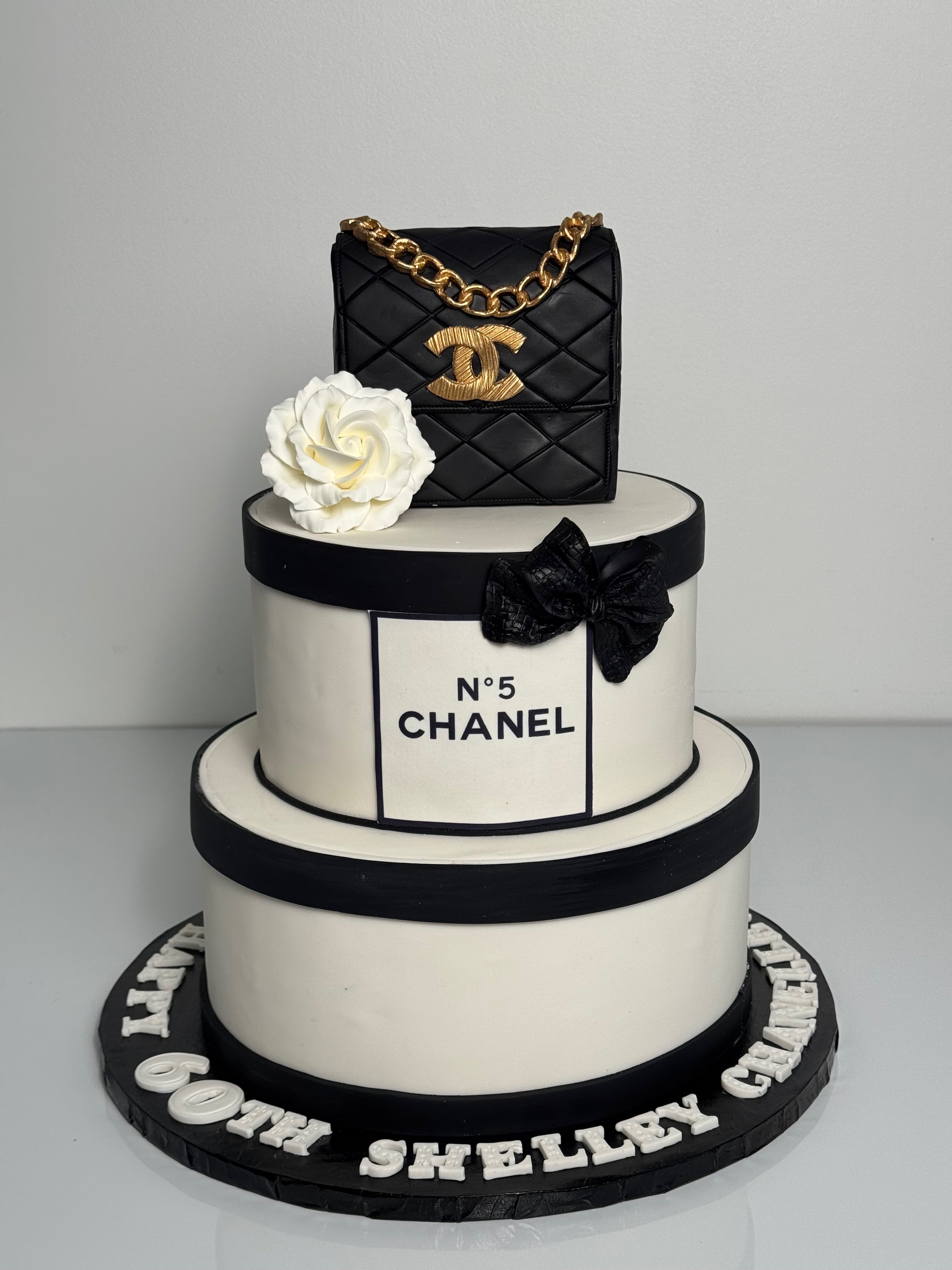 Chanel Purse & Sugar Flowers Cake
