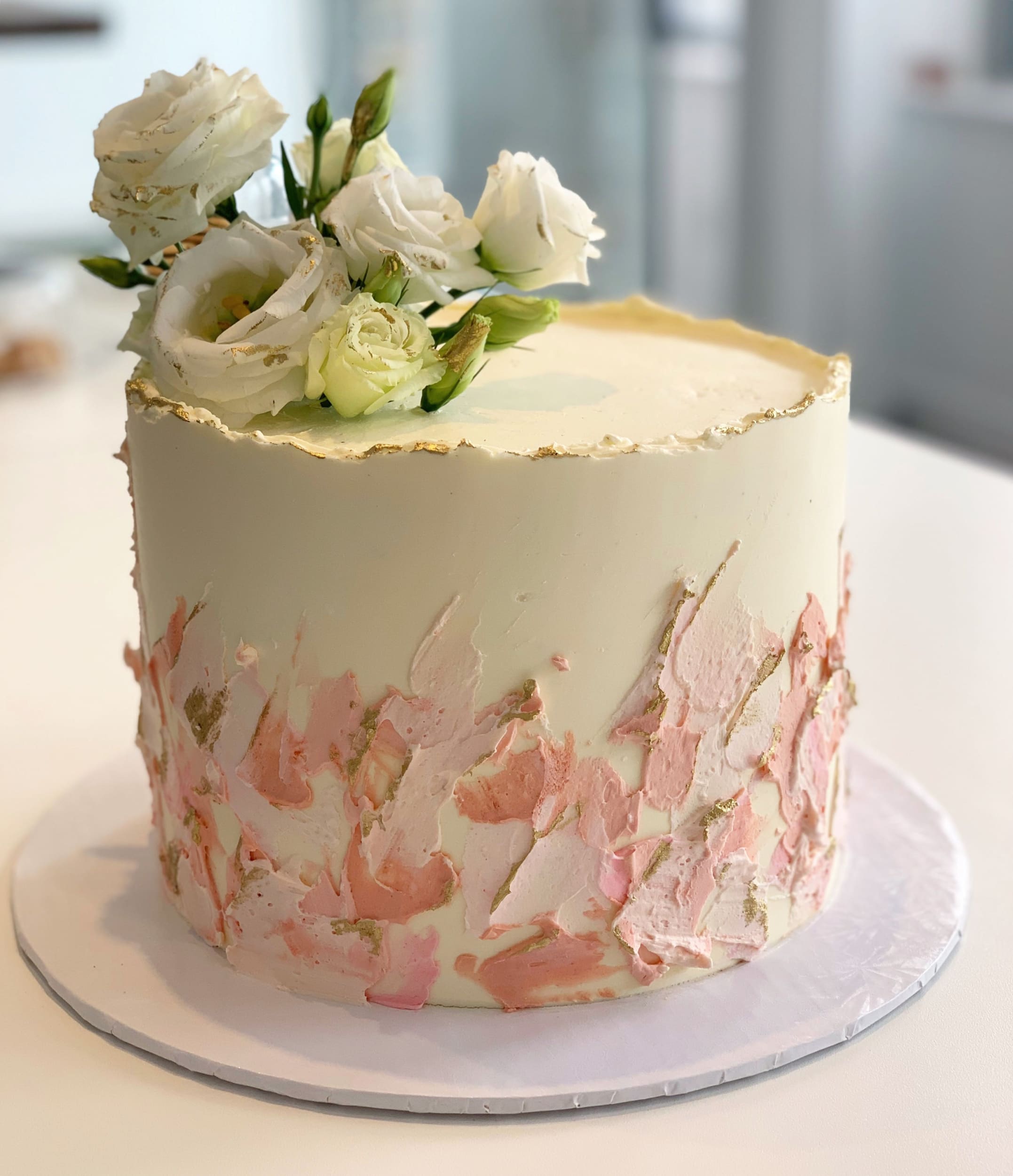 Abstract palette knife on buttercream - custom cake
