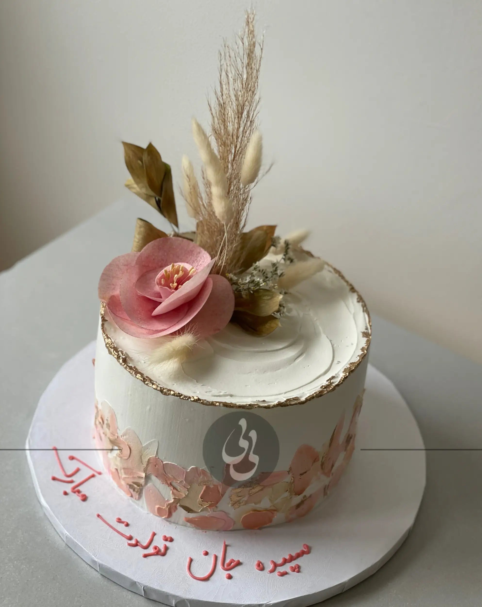 Abstract palette knife on whipped cream - custom cake