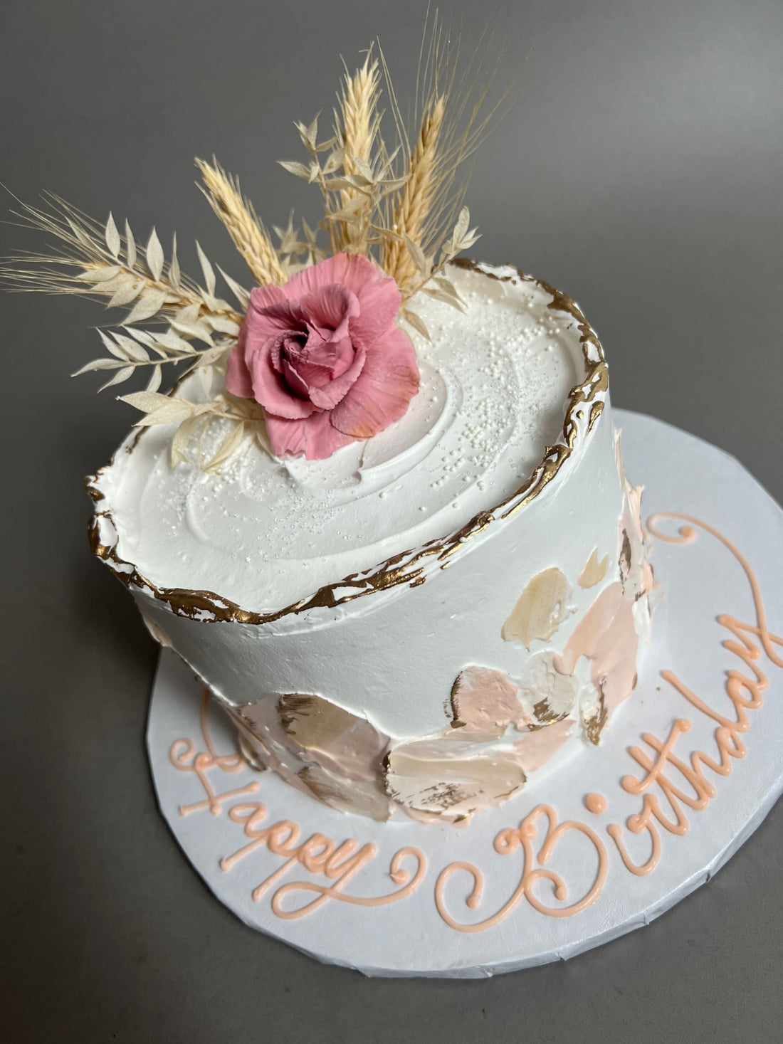 Abstract palette knife on whipped cream - custom cake