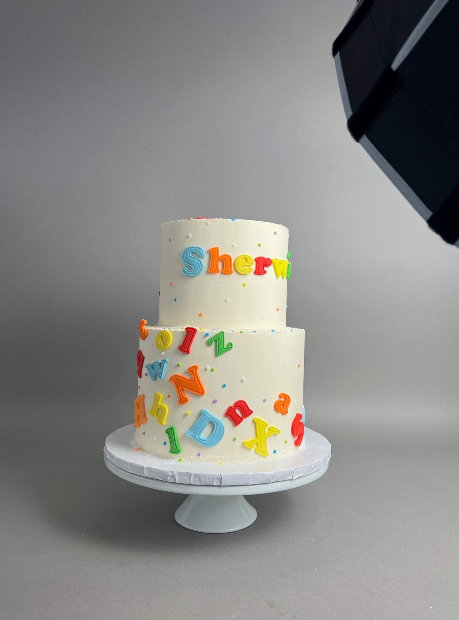 Alphabets on buttercream - custom cake