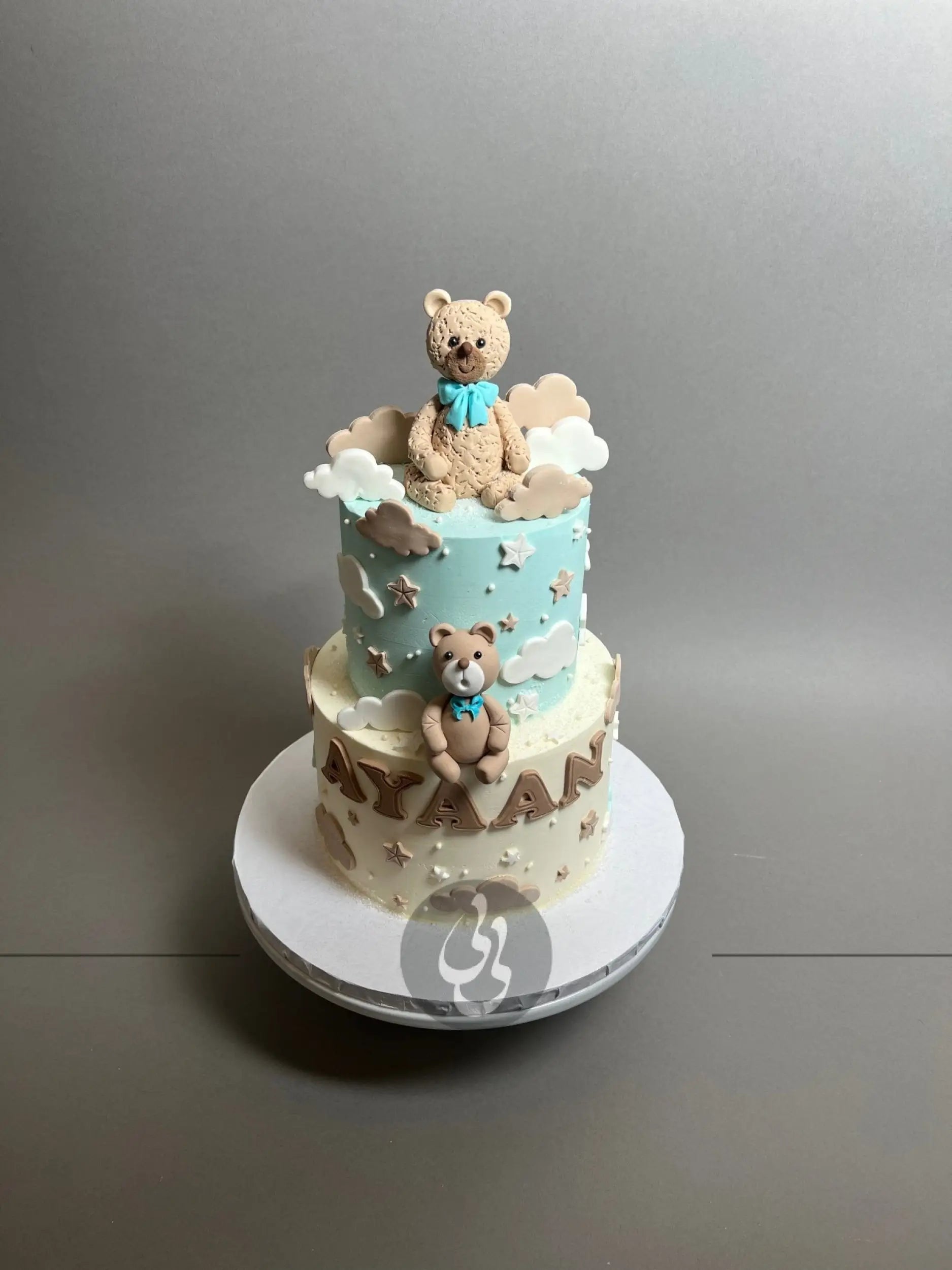 Animals & clouds on buttercream - custom cake