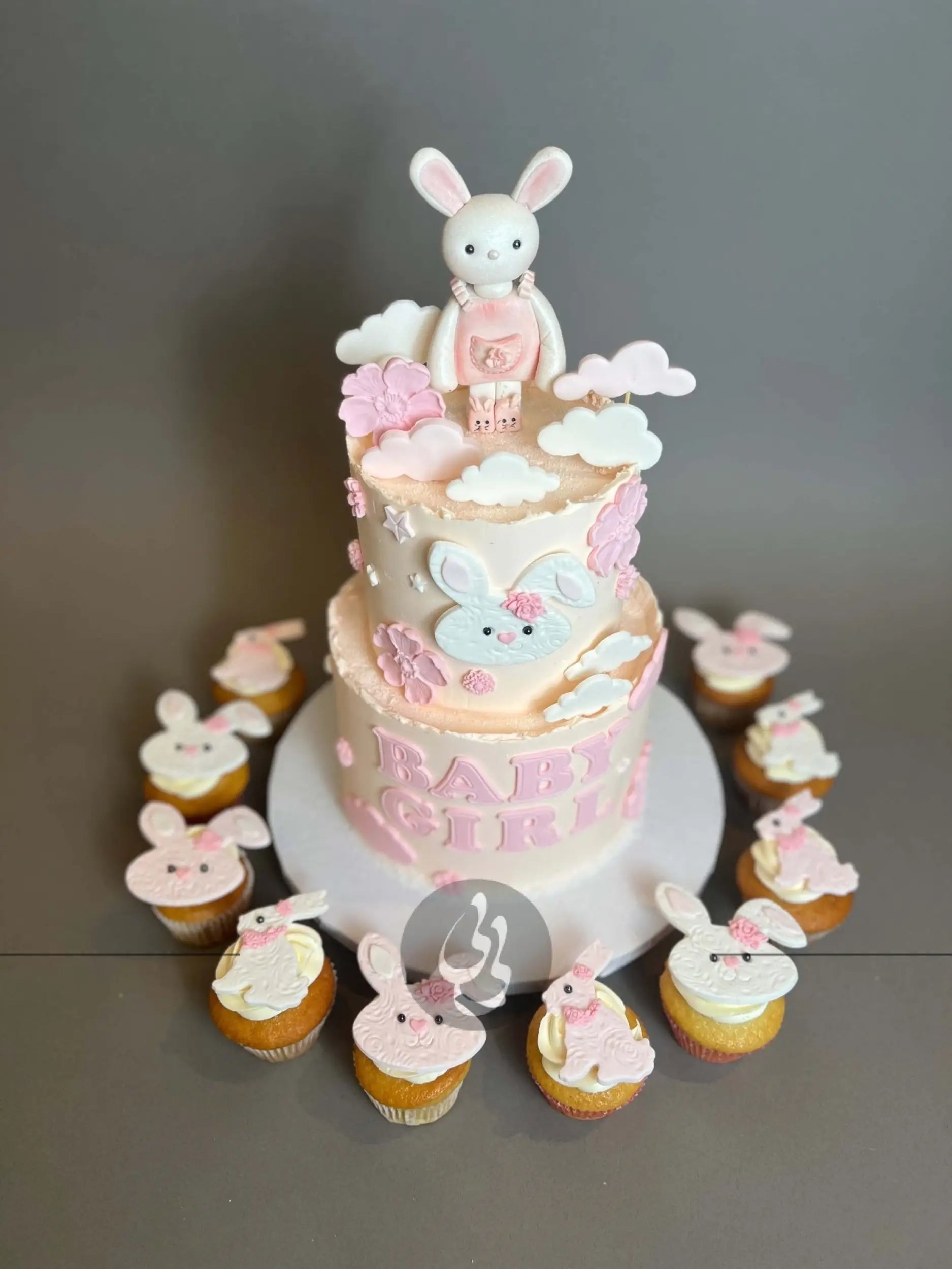 Animals & clouds on buttercream - custom cake