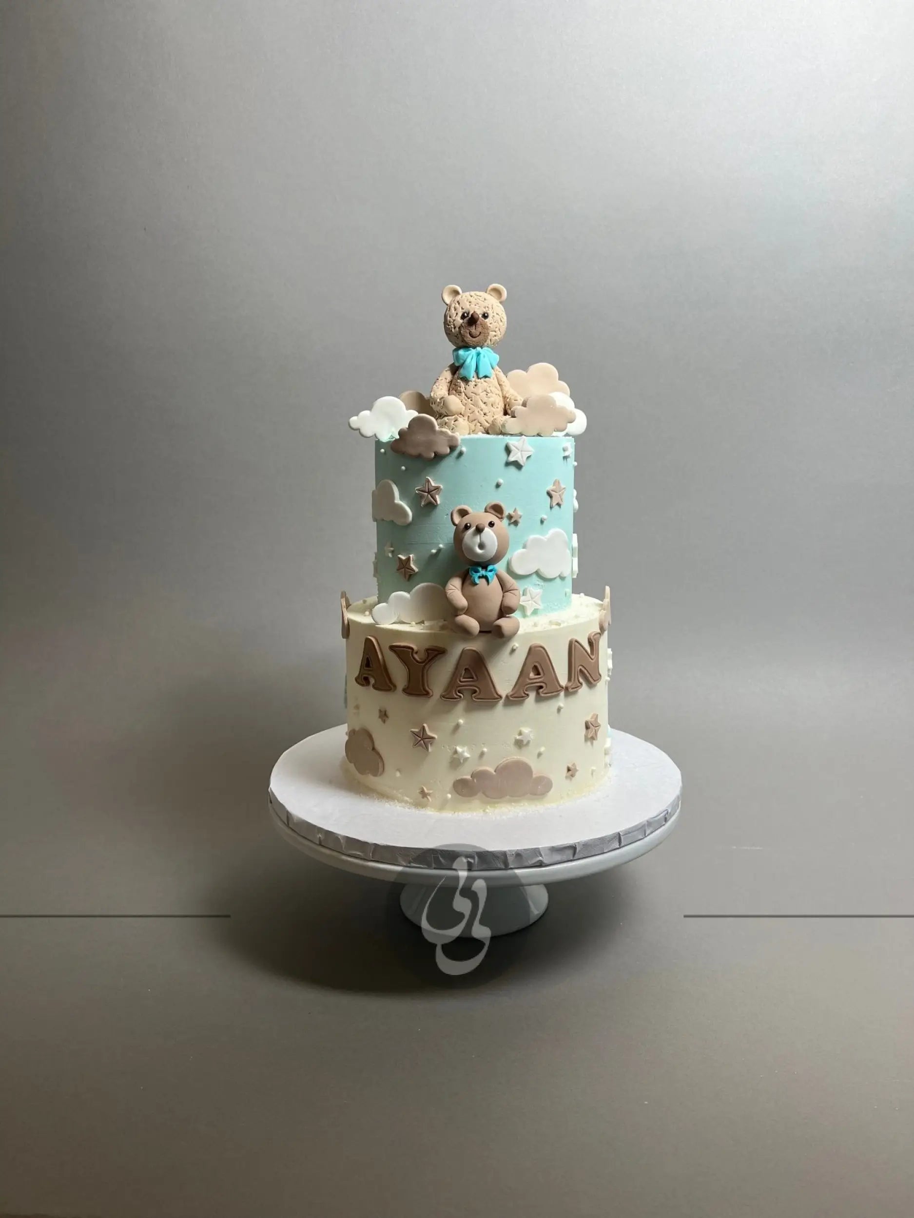 Animals & clouds on buttercream - custom cake