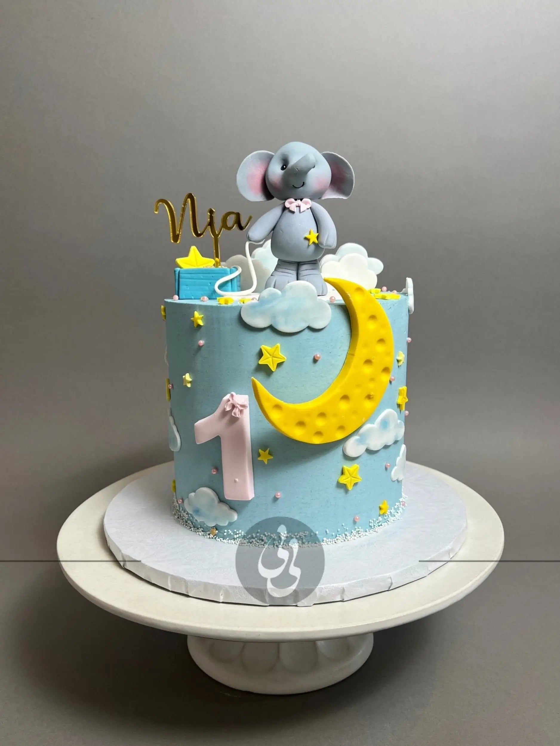 Animals stars & moon on buttercream - custom cake