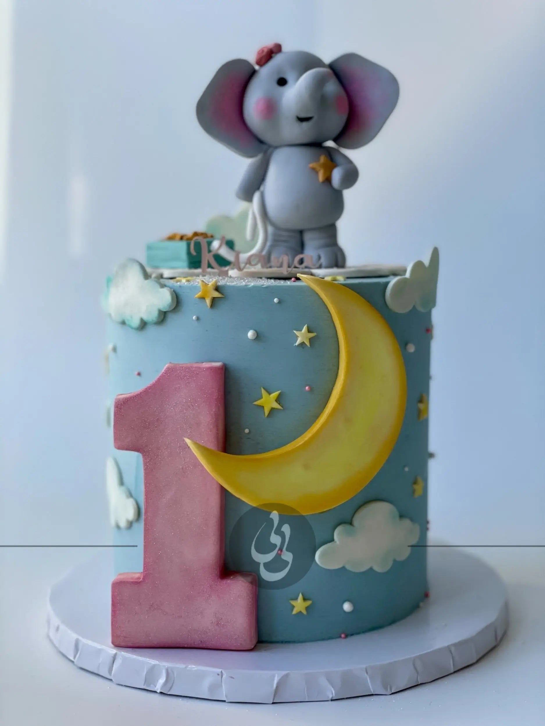 Animals stars & moon on buttercream - custom cake
