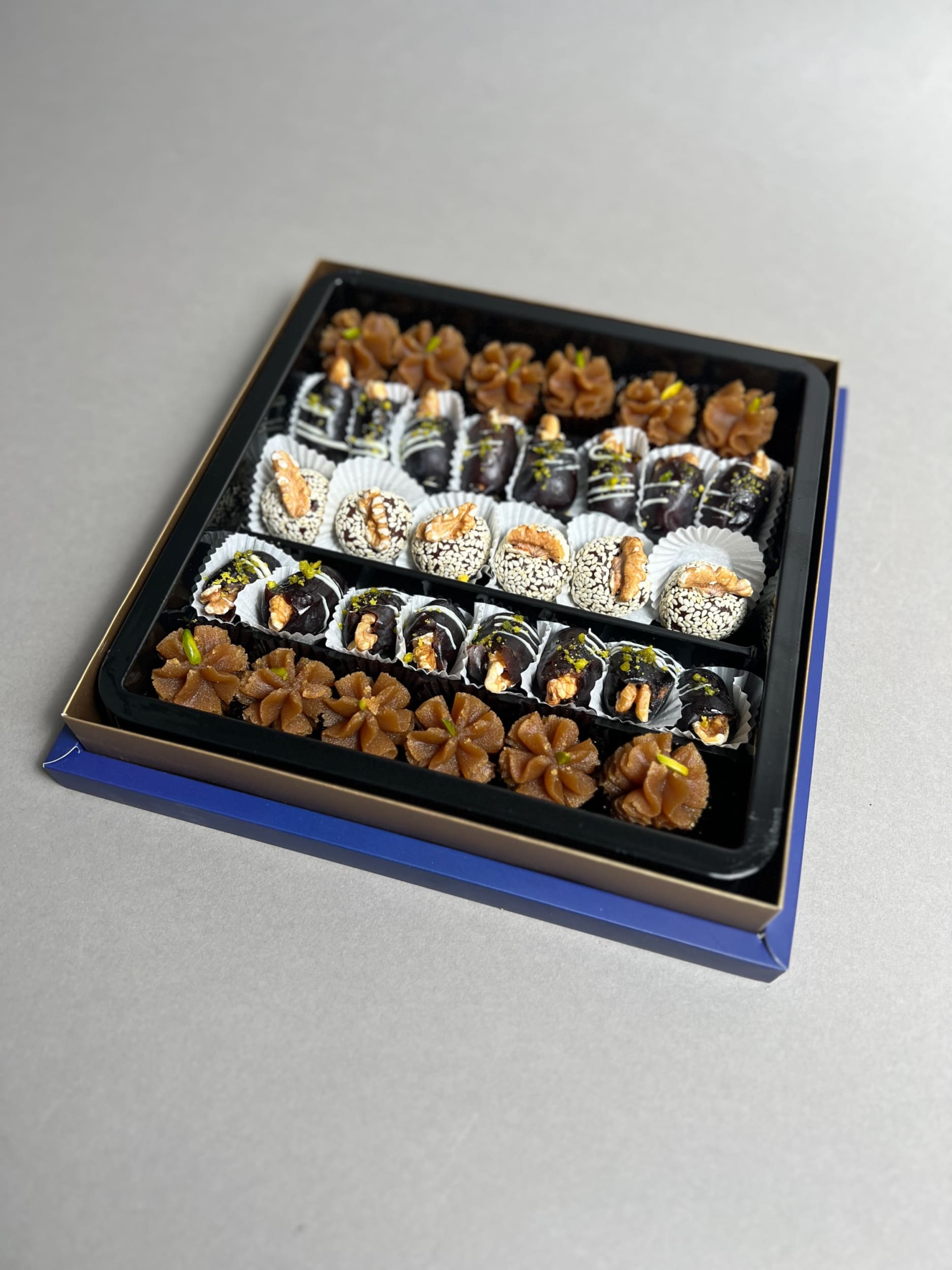 Assorted halva & dates blue box - funeral