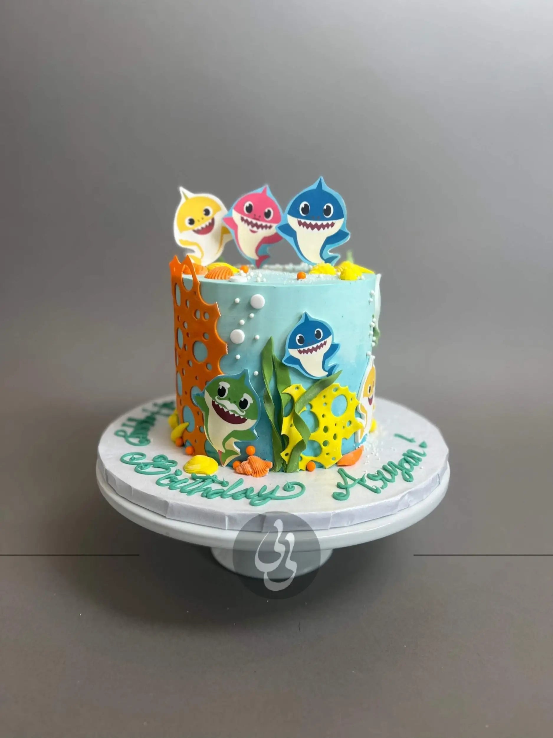 Baby shark edible print on buttercream - custom cake