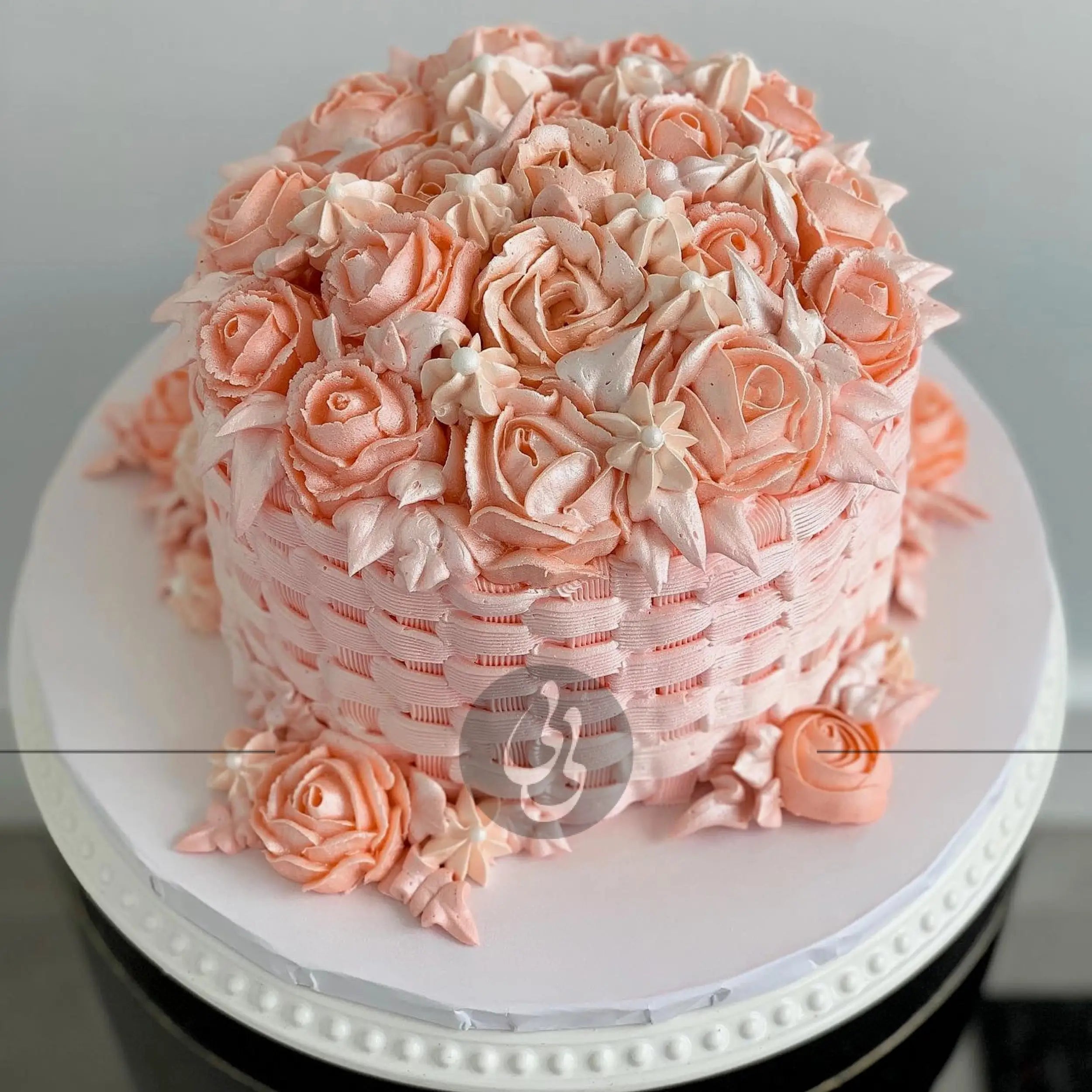 Basket of buttercream roses - custom cake