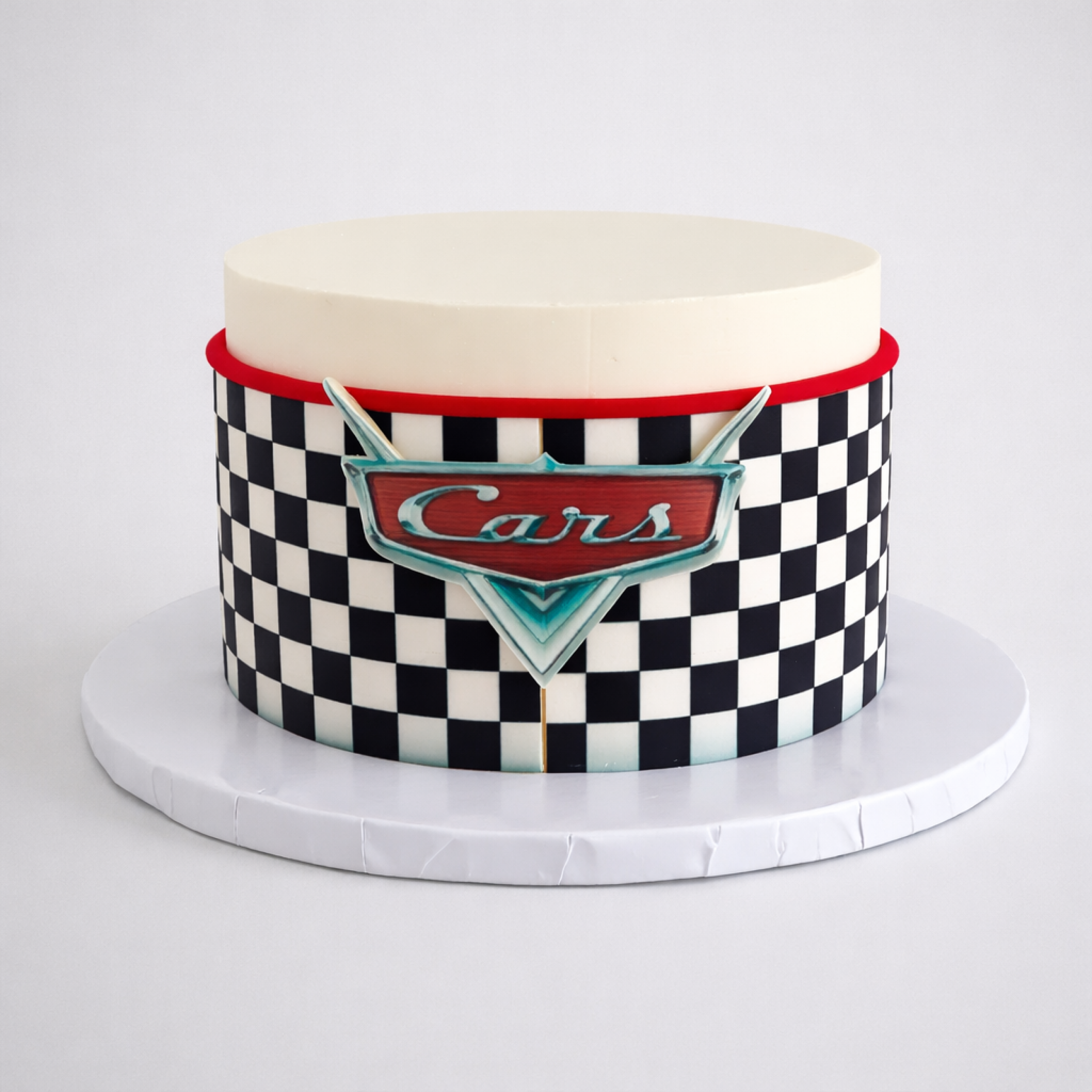 Checkered race car - custom cake