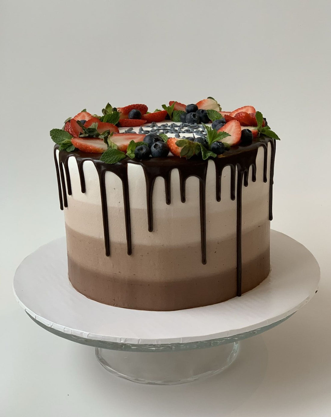 Chocolate drips on ombre buttercream - custom cake