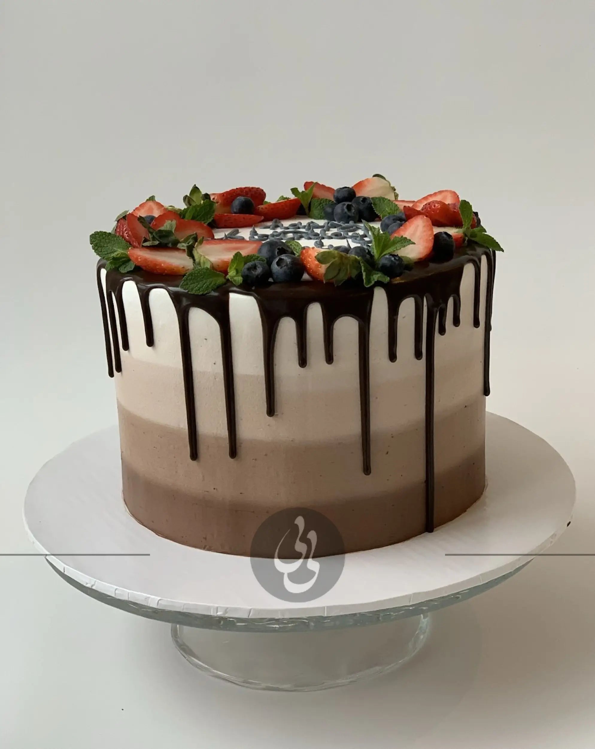 Chocolate drips on ombre buttercream - custom cake