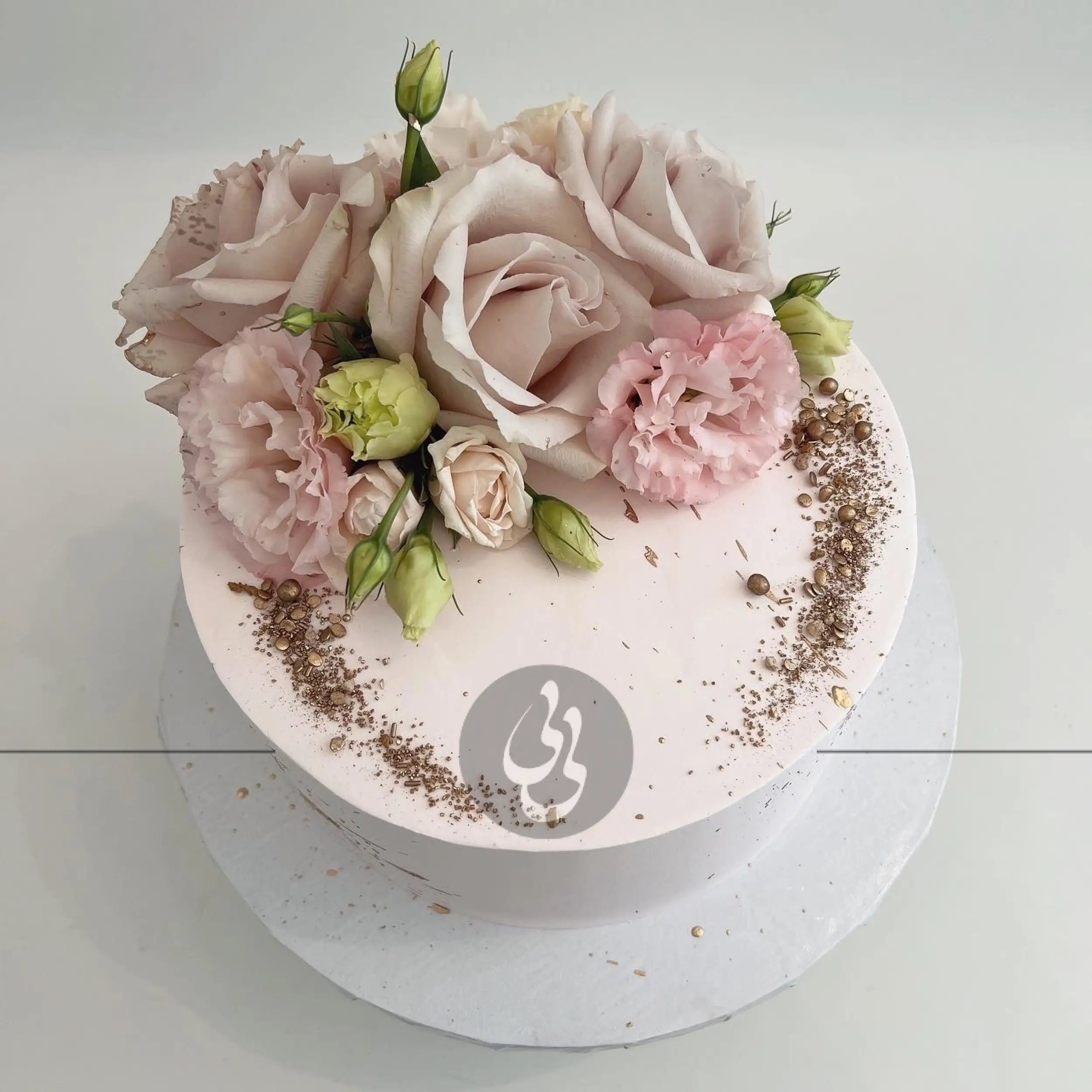 Fresh blooms on whipped cream - custom cake