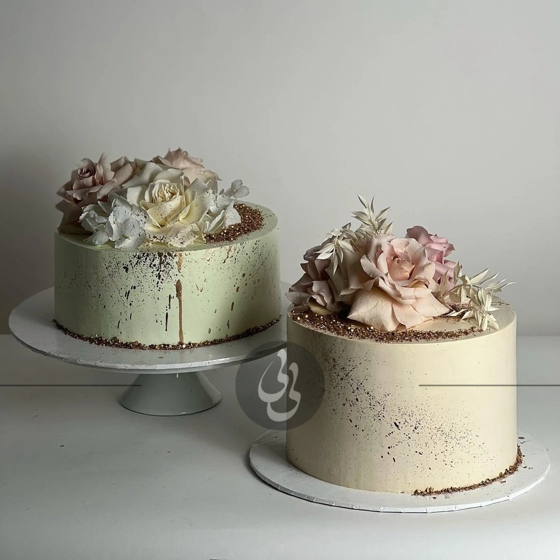 Fresh blooms on whipped cream - custom cake