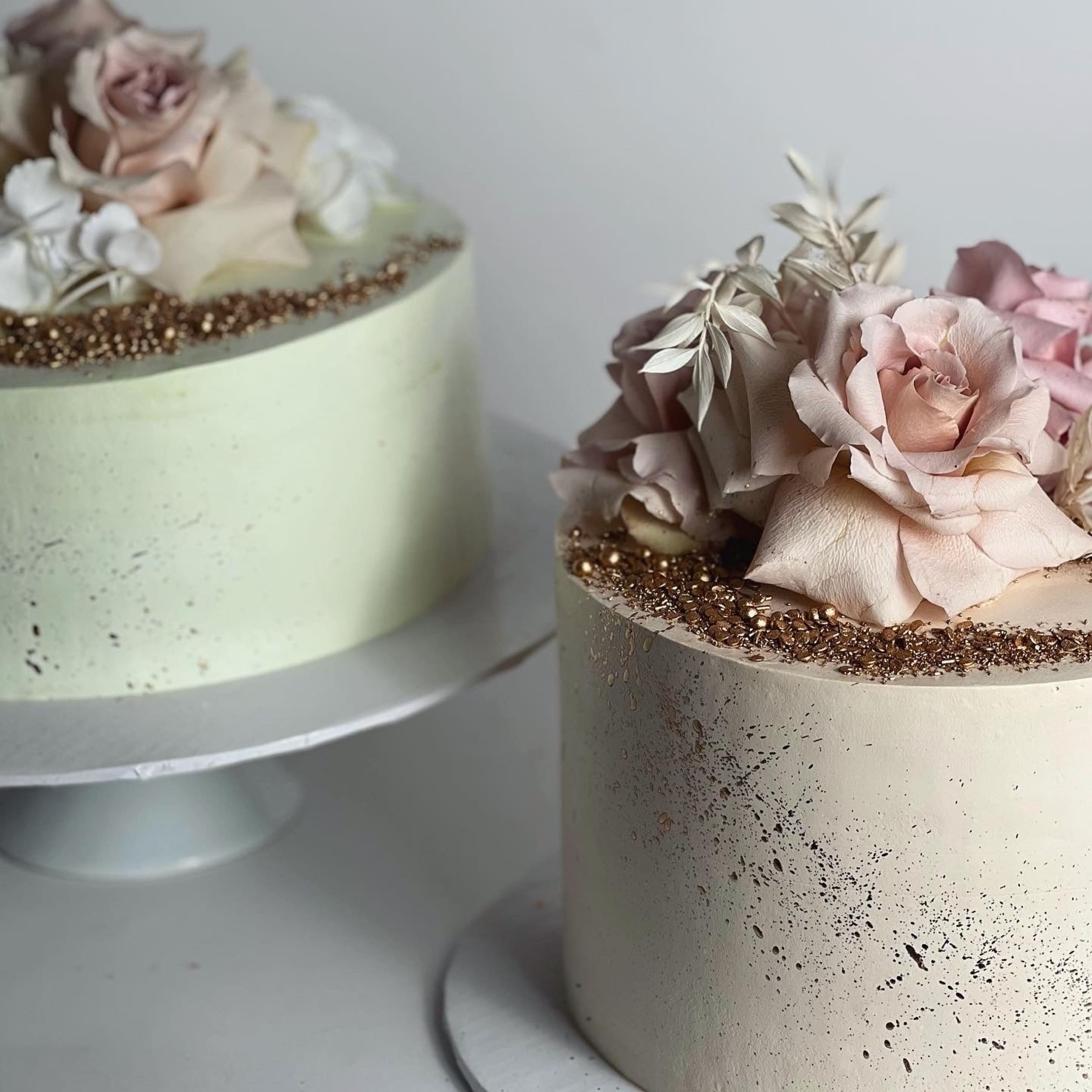 Fresh blooms on whipped cream - custom cake