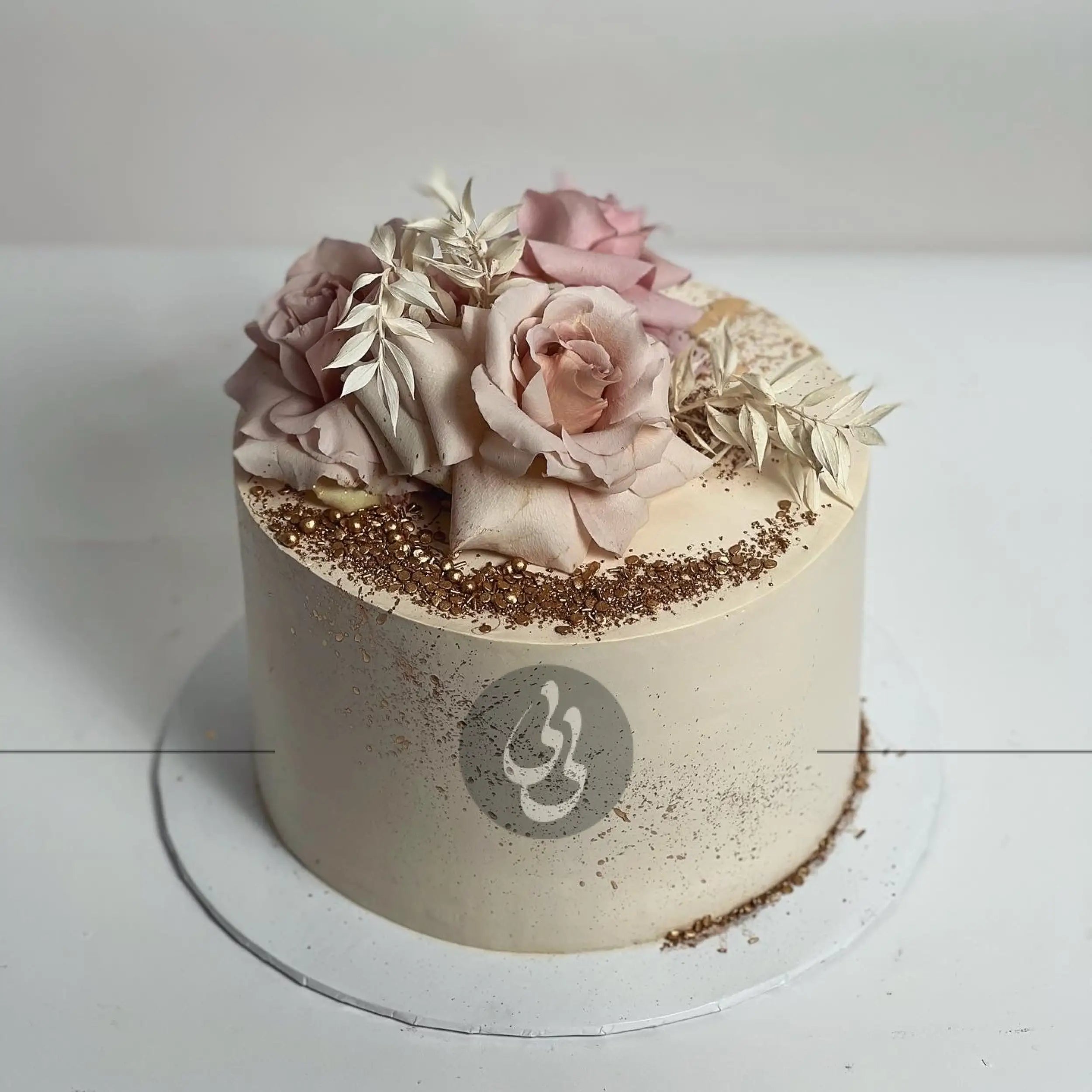 Fresh blooms on whipped cream - custom cake