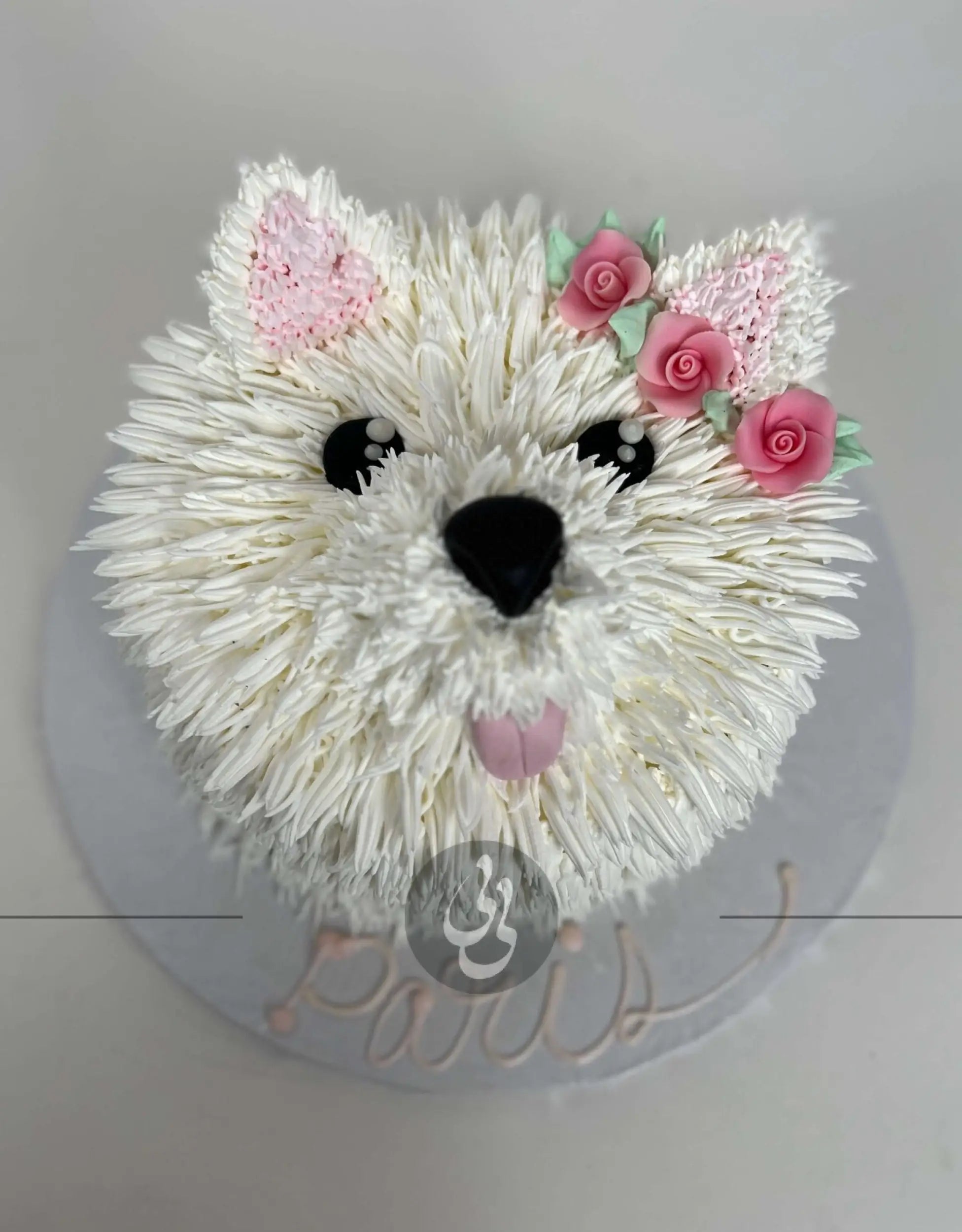 Furry animal friend on whipped cream - custom cake