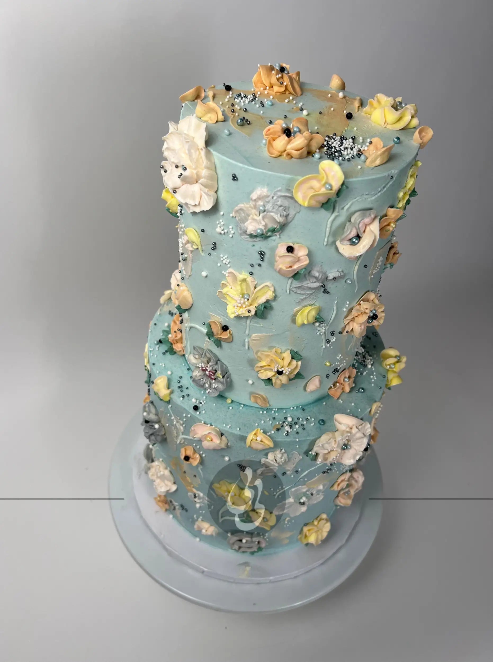 Hand painted floral on buttercream - custom cake
