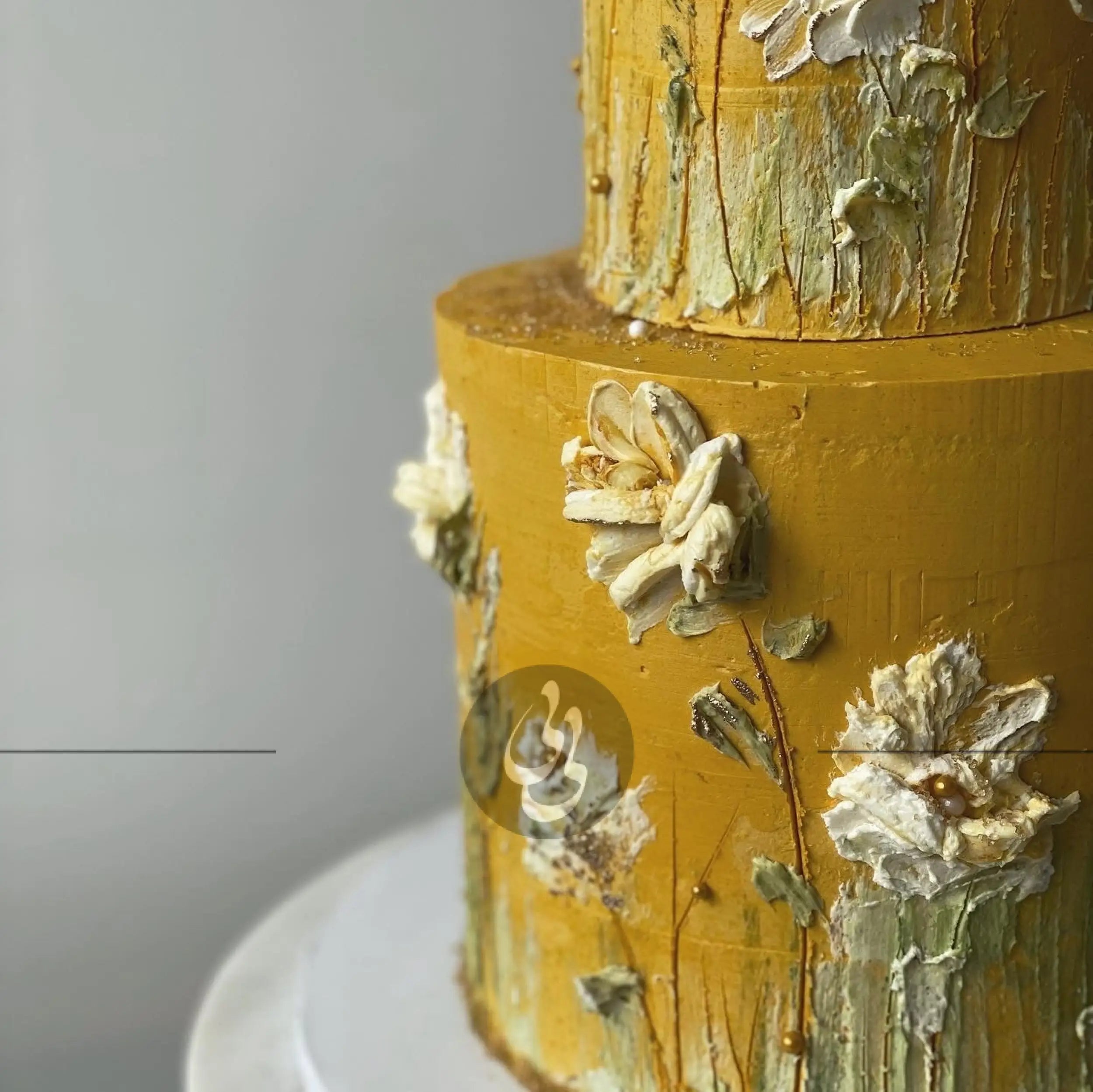 Hand painted flowers on buttercream - custom cake