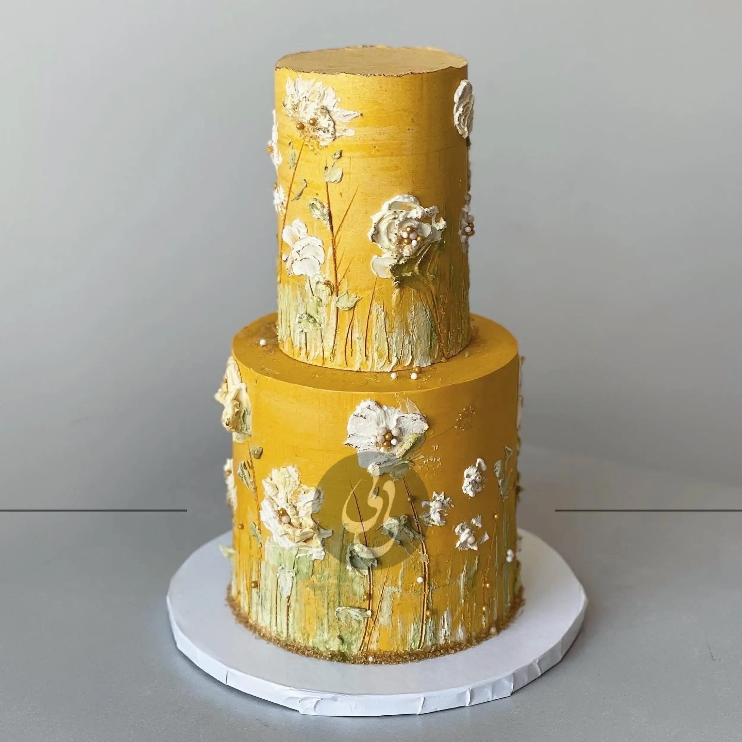 Hand painted flowers on buttercream - custom cake