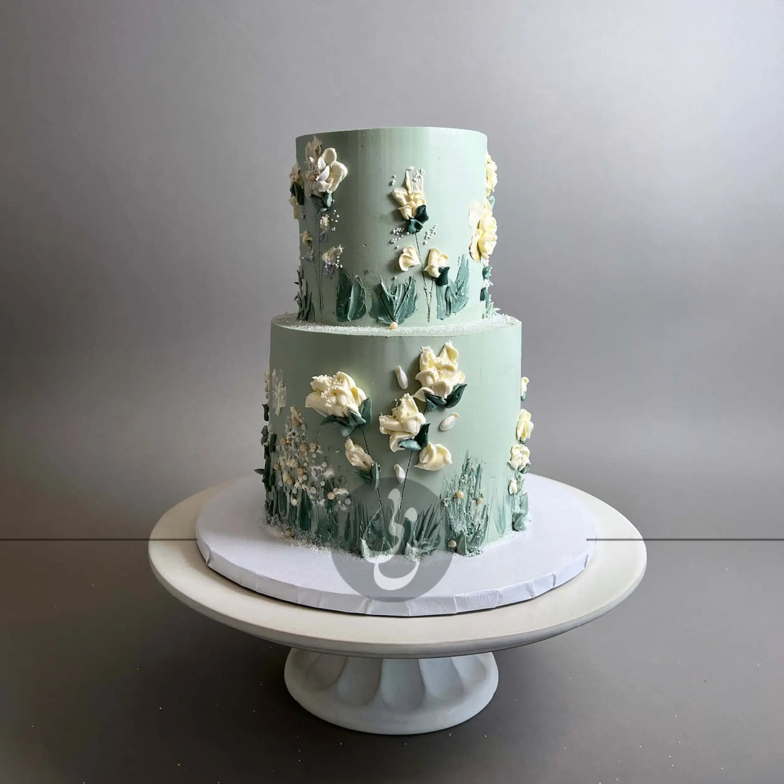 Hand painted flowers on buttercream - custom cake