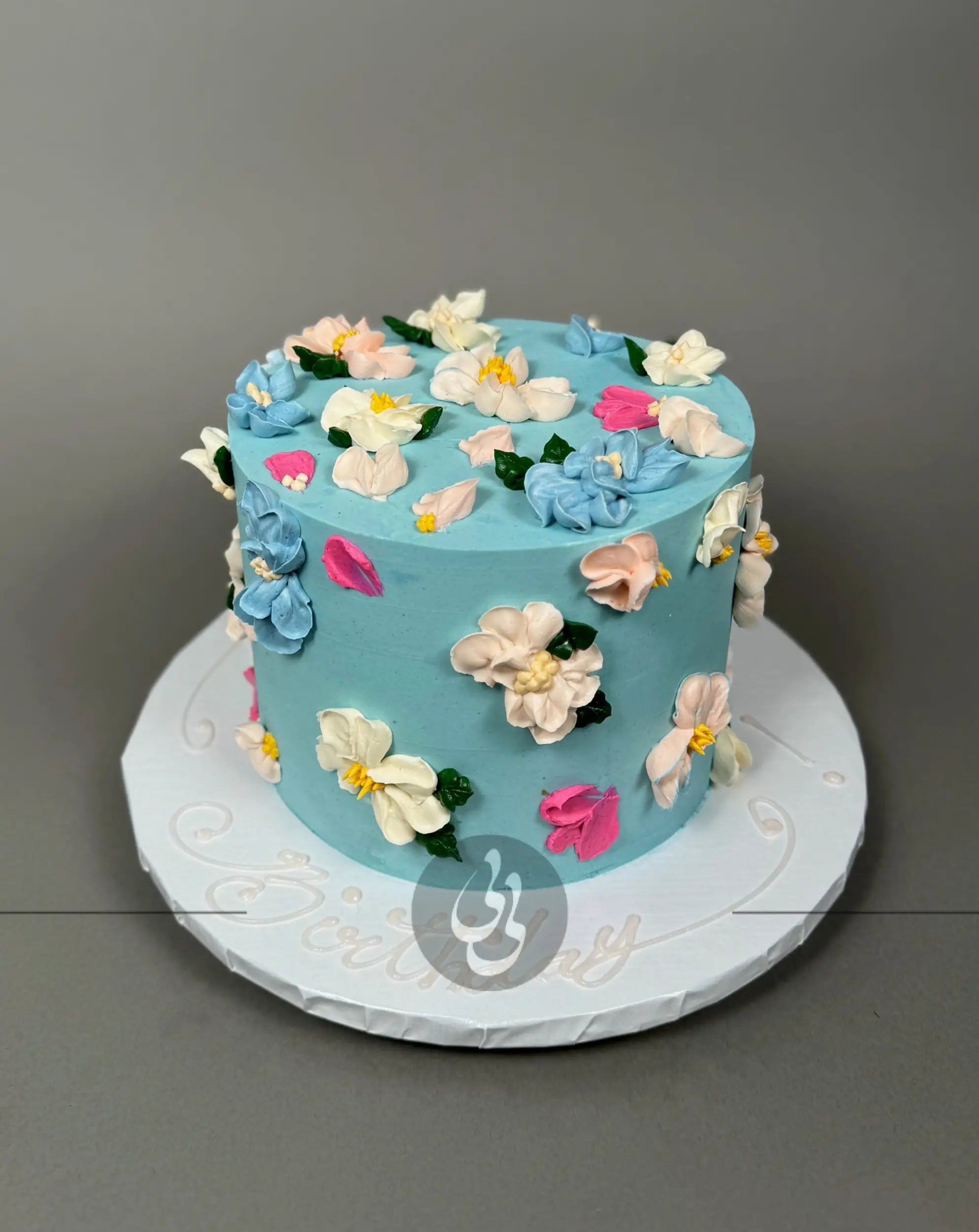 Hand piped flowers on buttercream 2 - custom cake