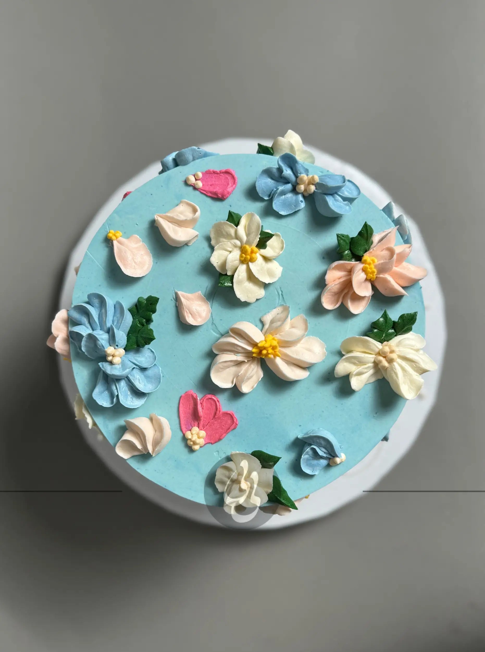 Hand piped flowers on buttercream 2 - custom cake
