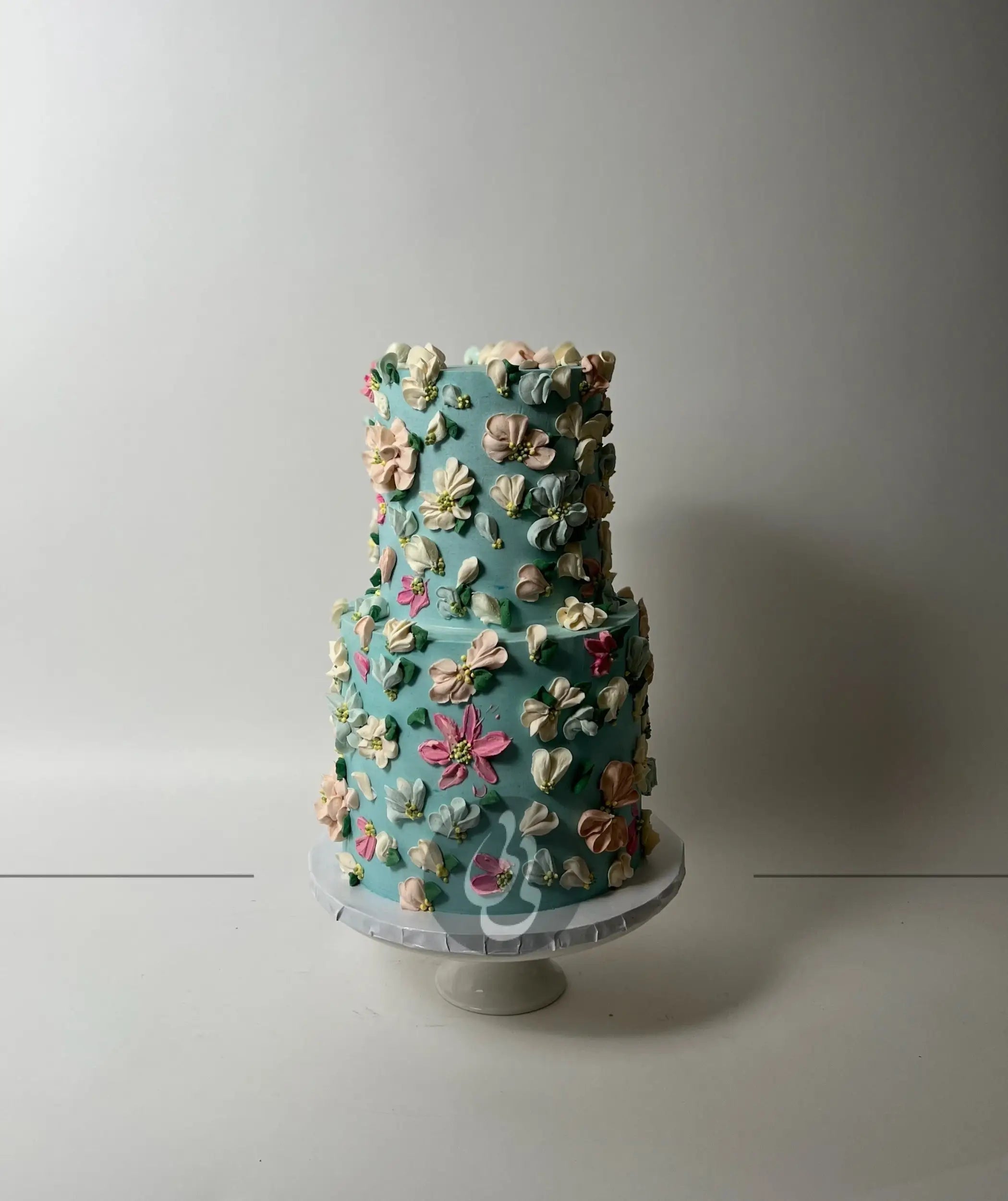 Hand piped flowers on buttercream 2 - custom cake