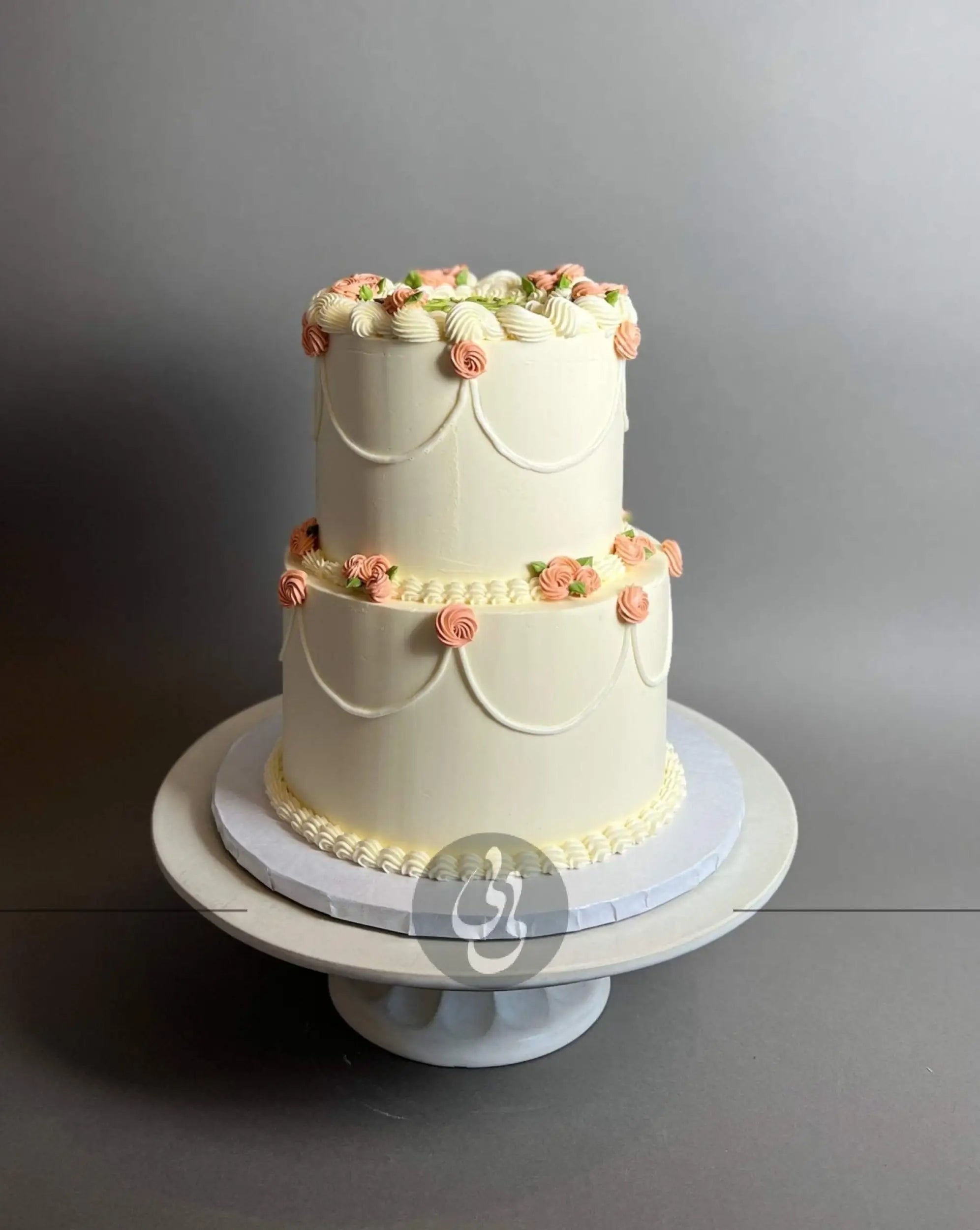 Hand piped mini rosettes on buttercream - custom cake