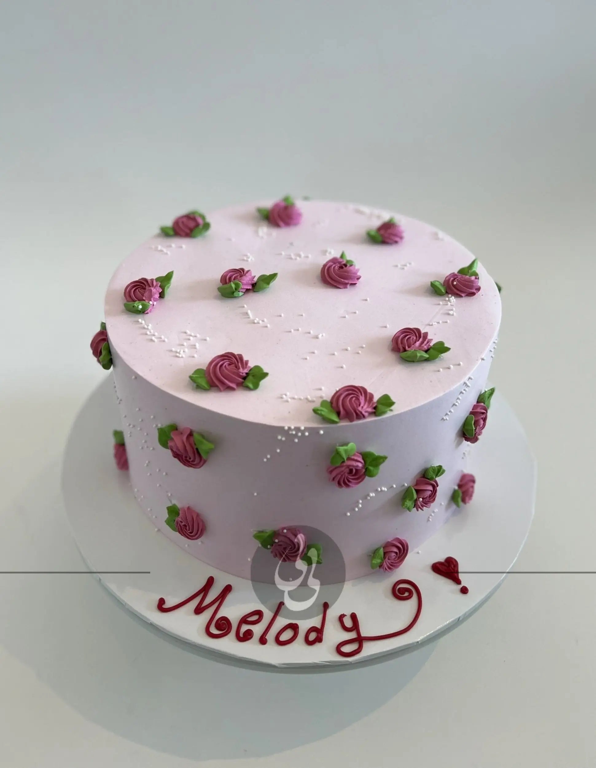 Hand piped mini rosettes on whipped cream - custom cake