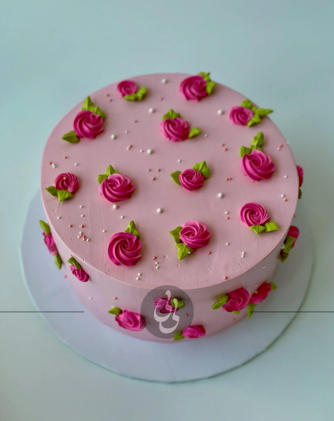 Hand piped mini rosettes on whipped cream - custom cake