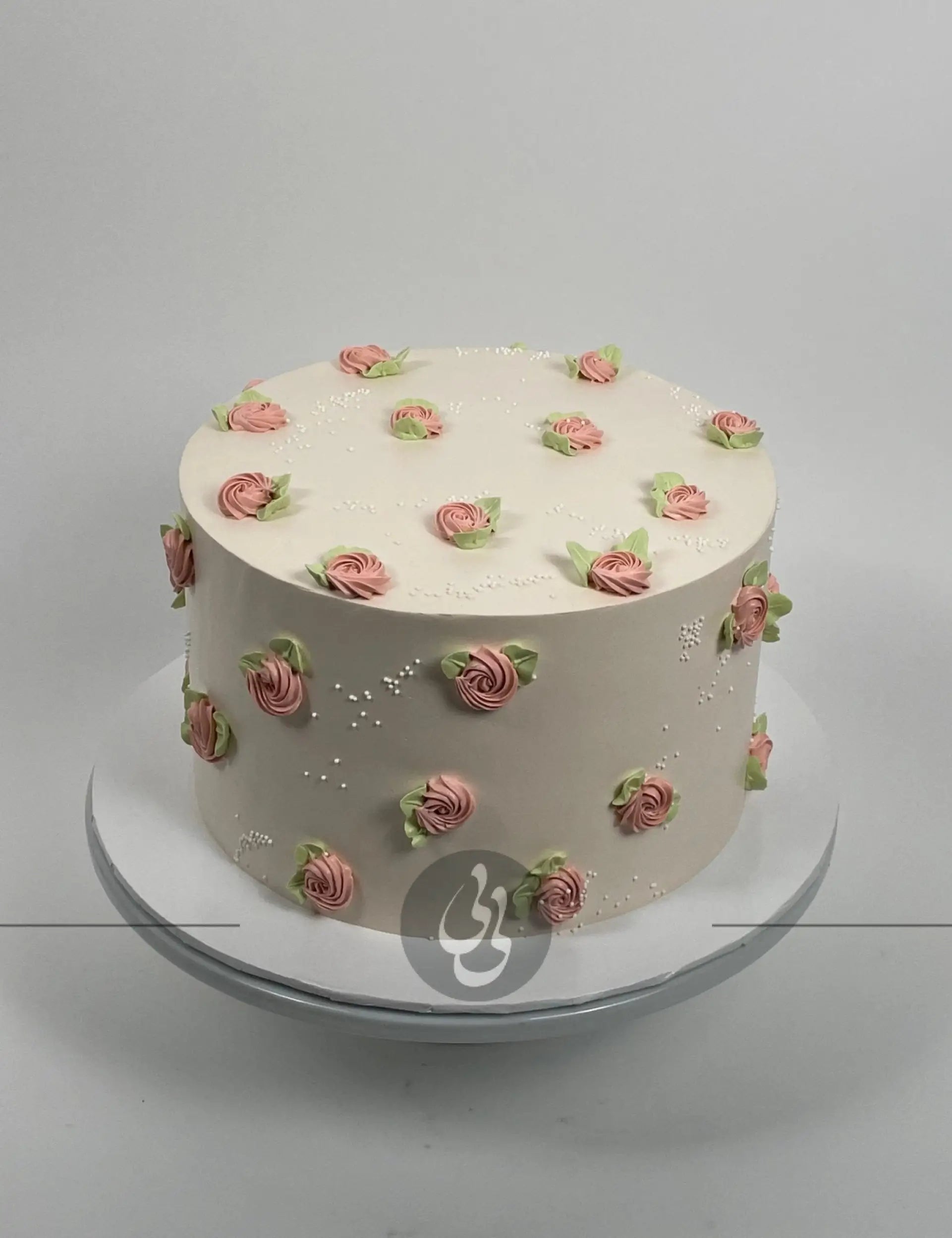 Hand piped mini rosettes on whipped cream - custom cake