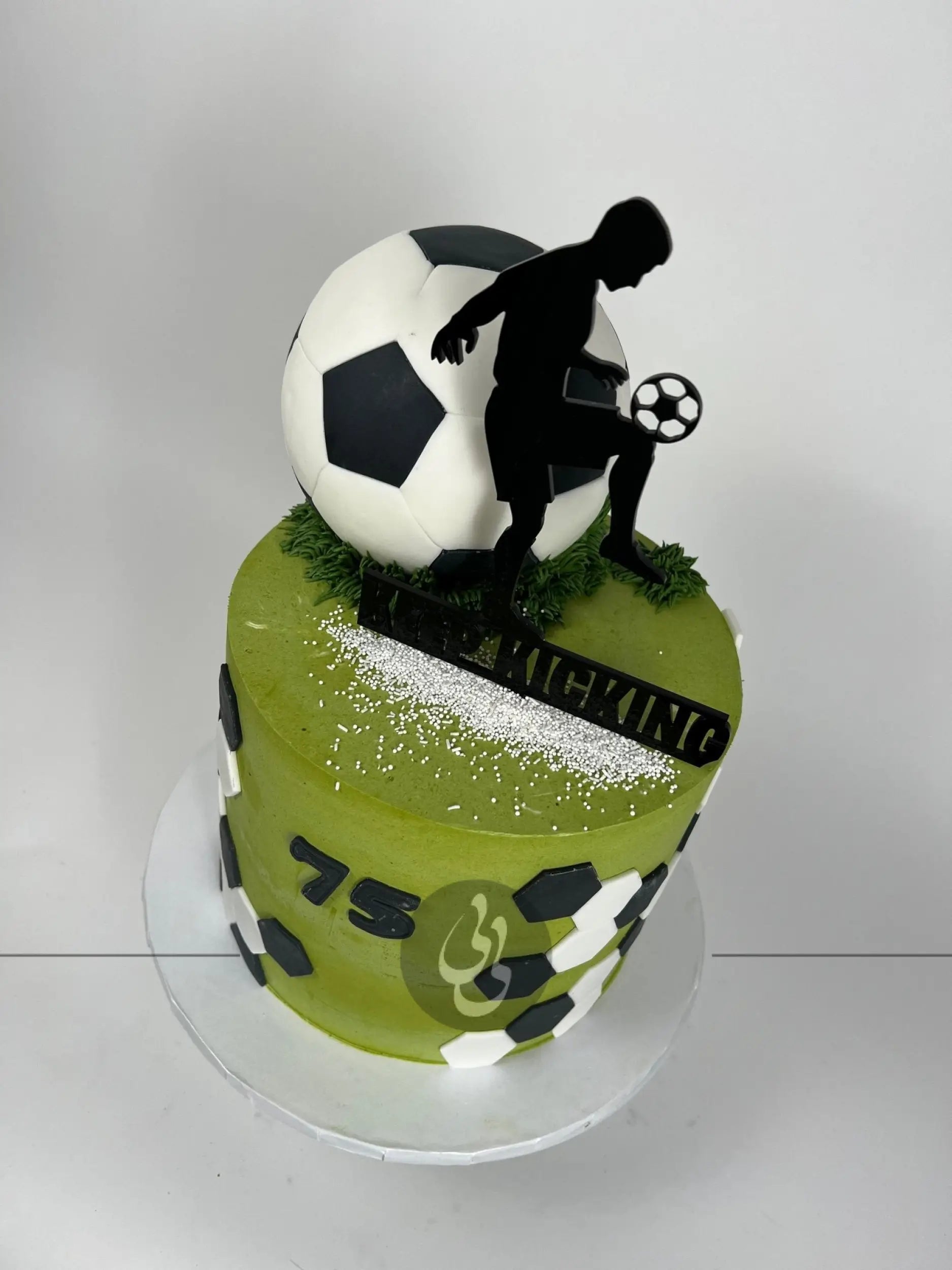 Kickoff soccer celebration cake - custom cake