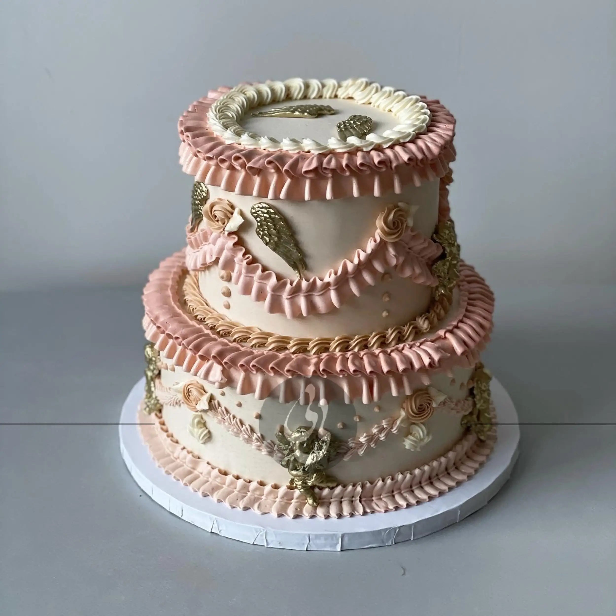 Lambeth angels & frills on buttercream - custom cake