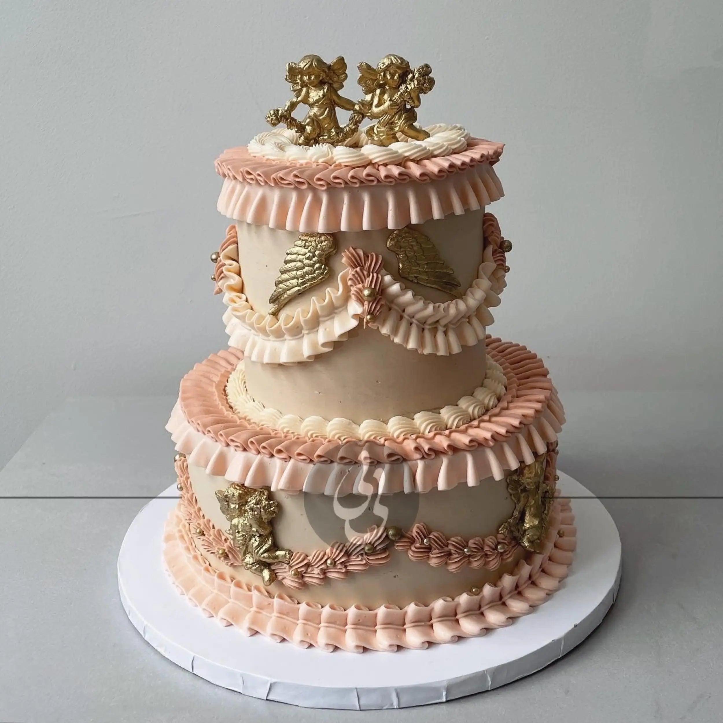 Lambeth angels & frills on buttercream - custom cake