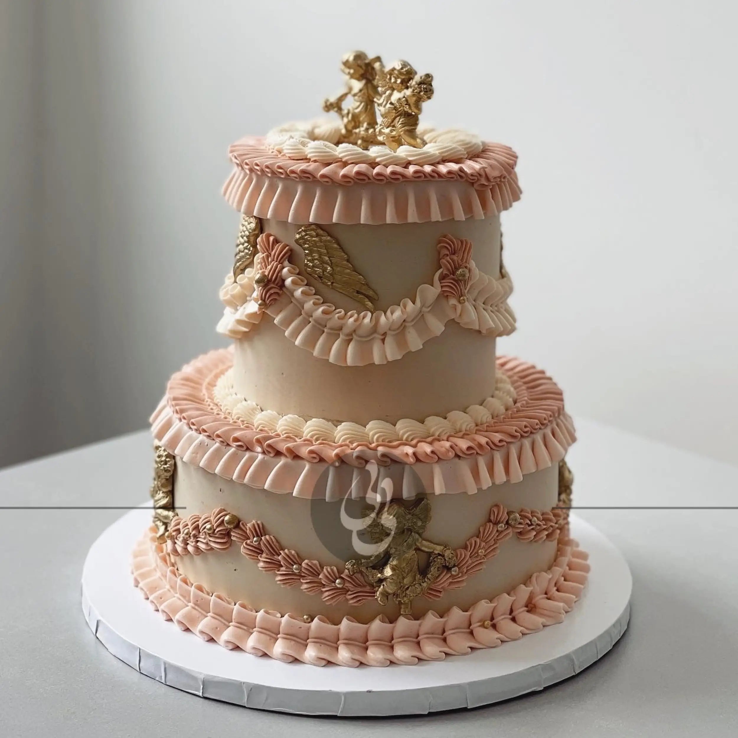 Lambeth angels & frills on buttercream - custom cake