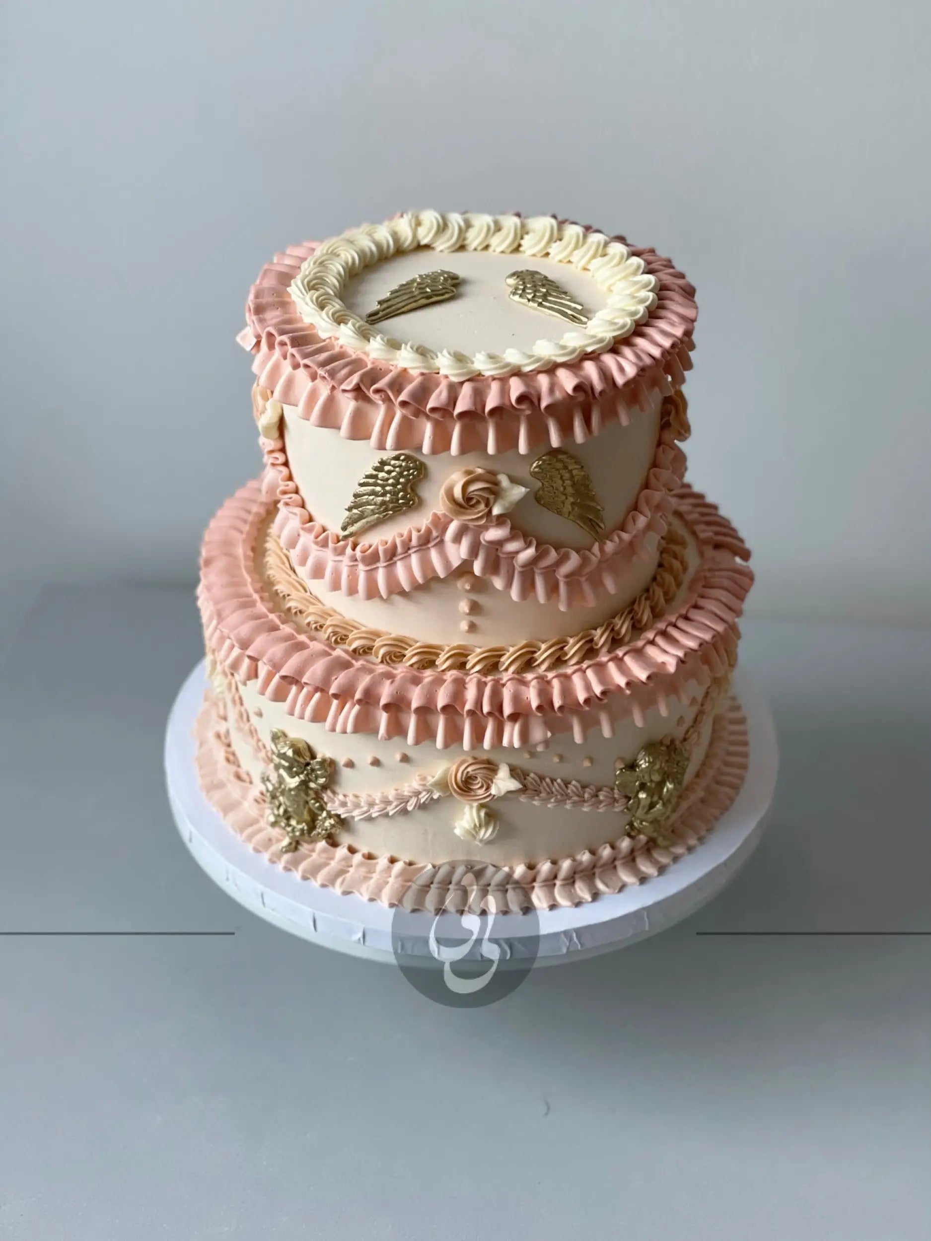 Lambeth angels & frills on buttercream - custom cake