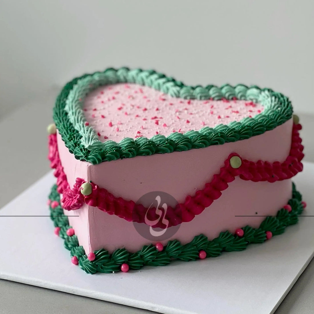 Lambeth heart in whipped cream - custom cake