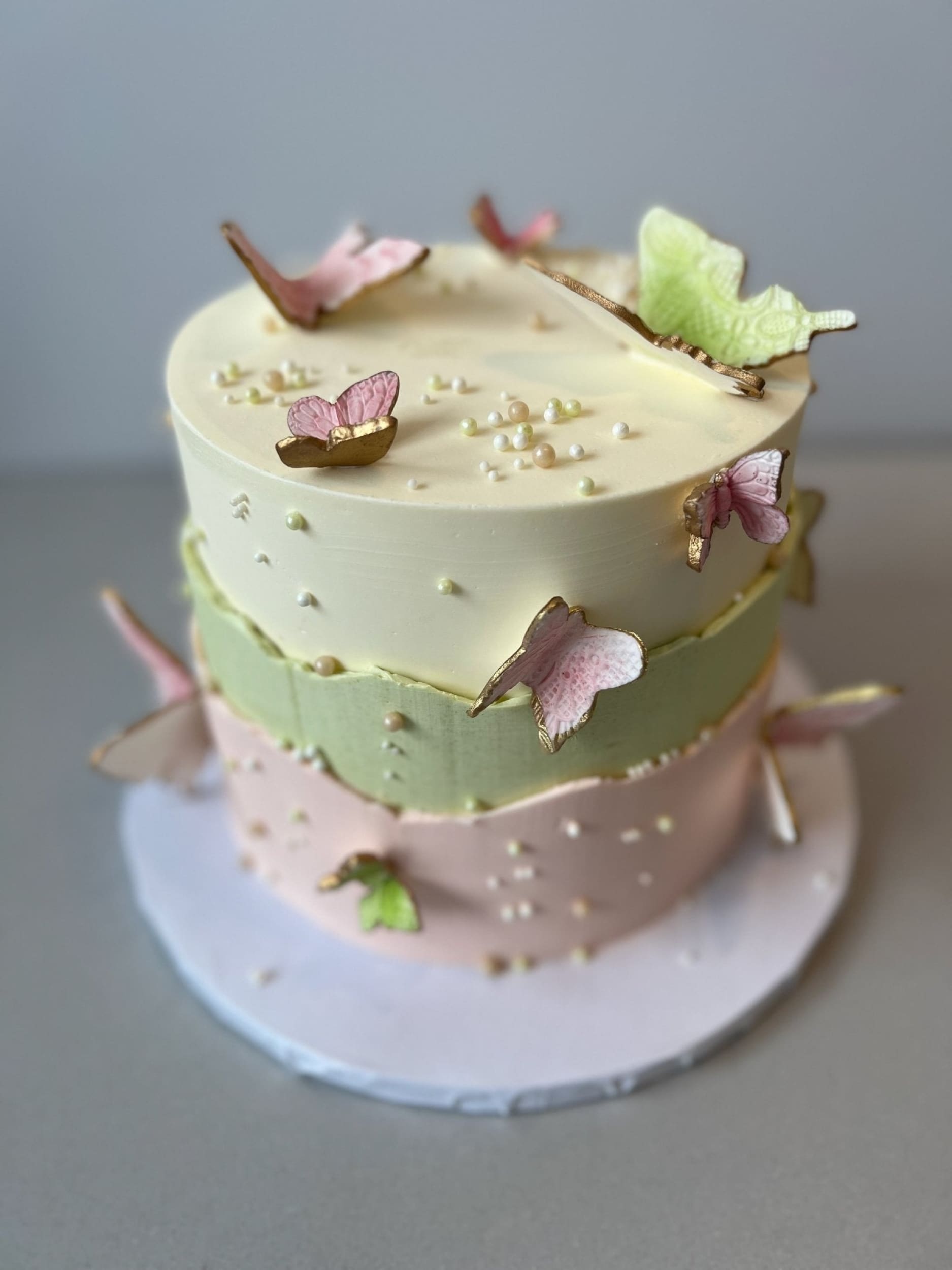 Layered butterfly buttercream - custom cake