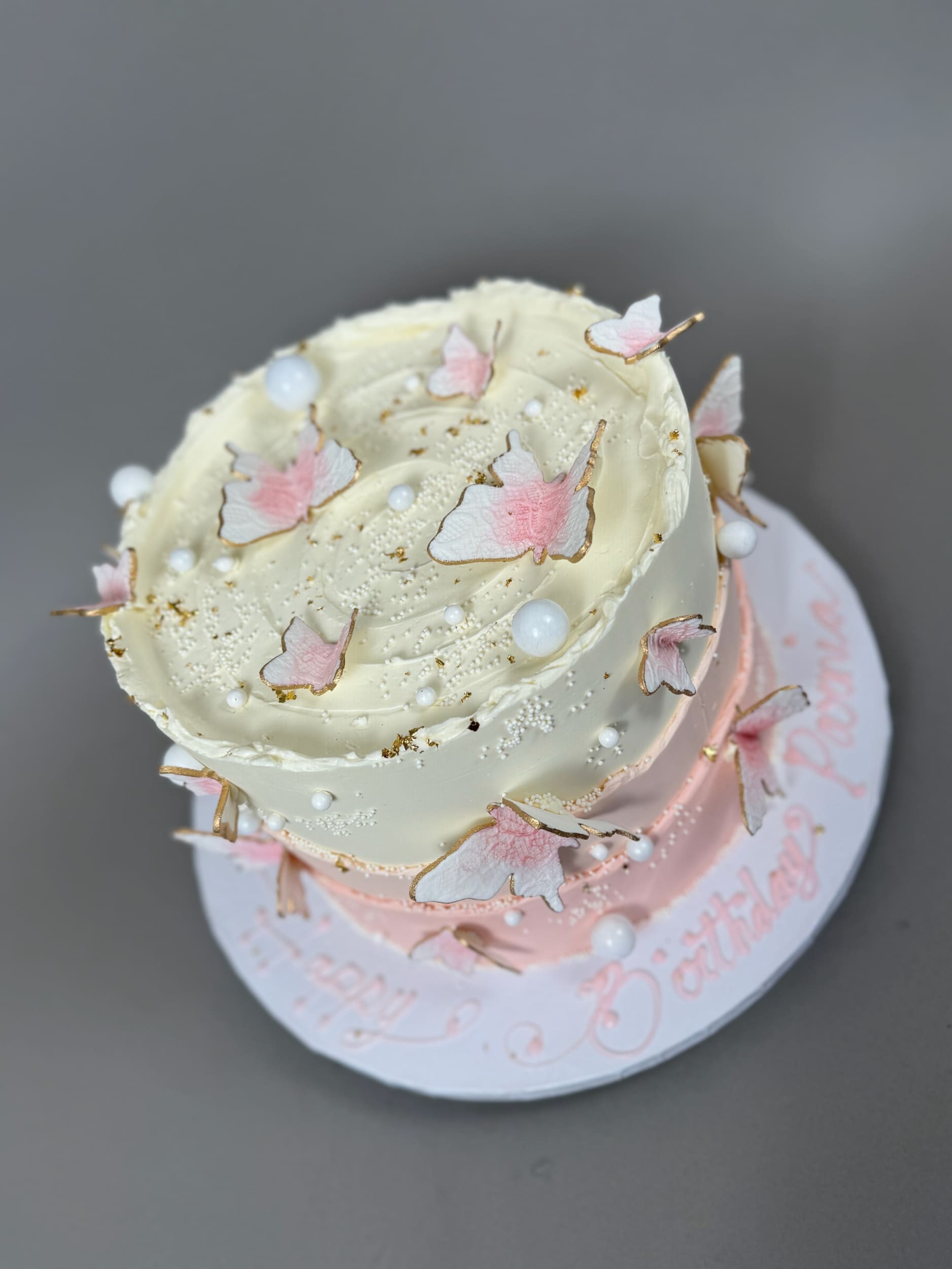 Layered butterfly buttercream - custom cake