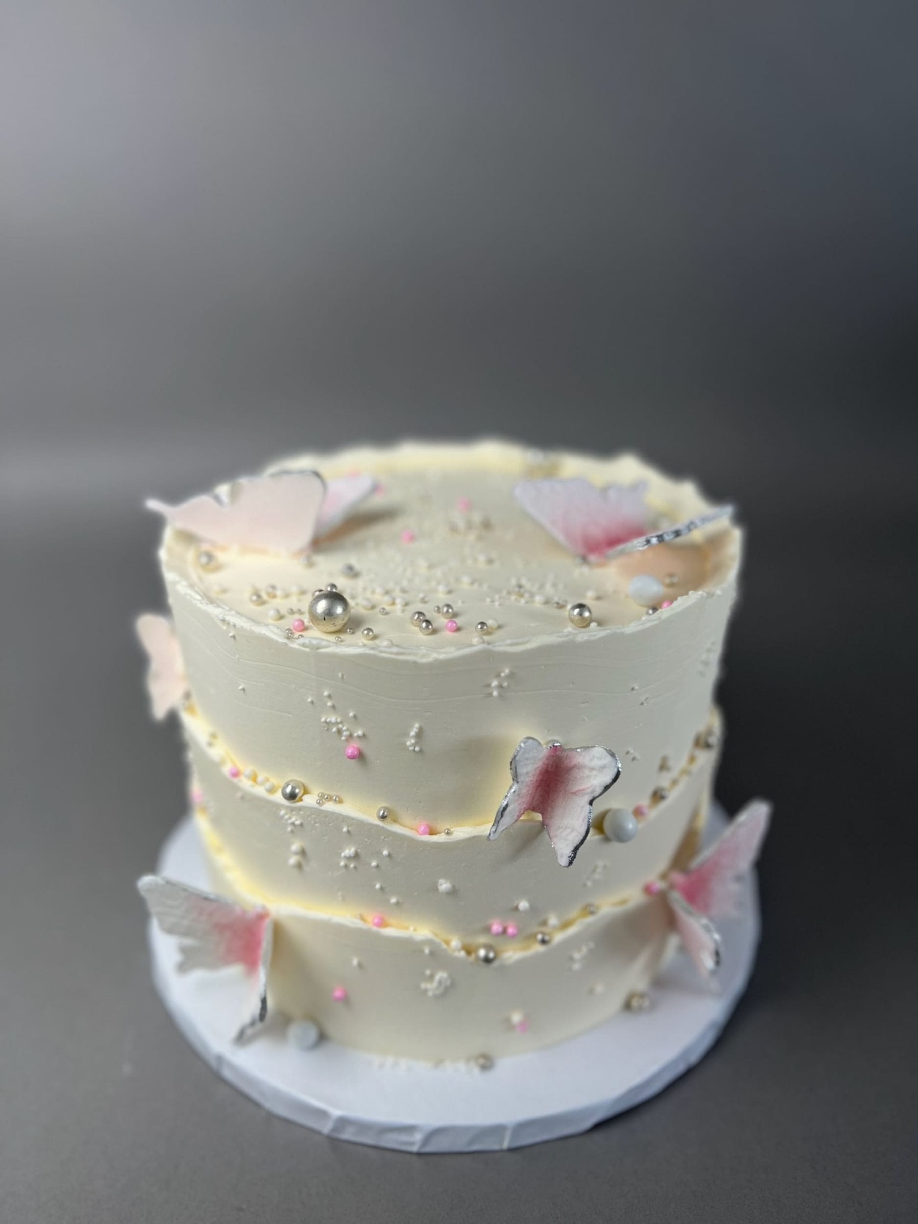 Layered butterfly buttercream - custom cake