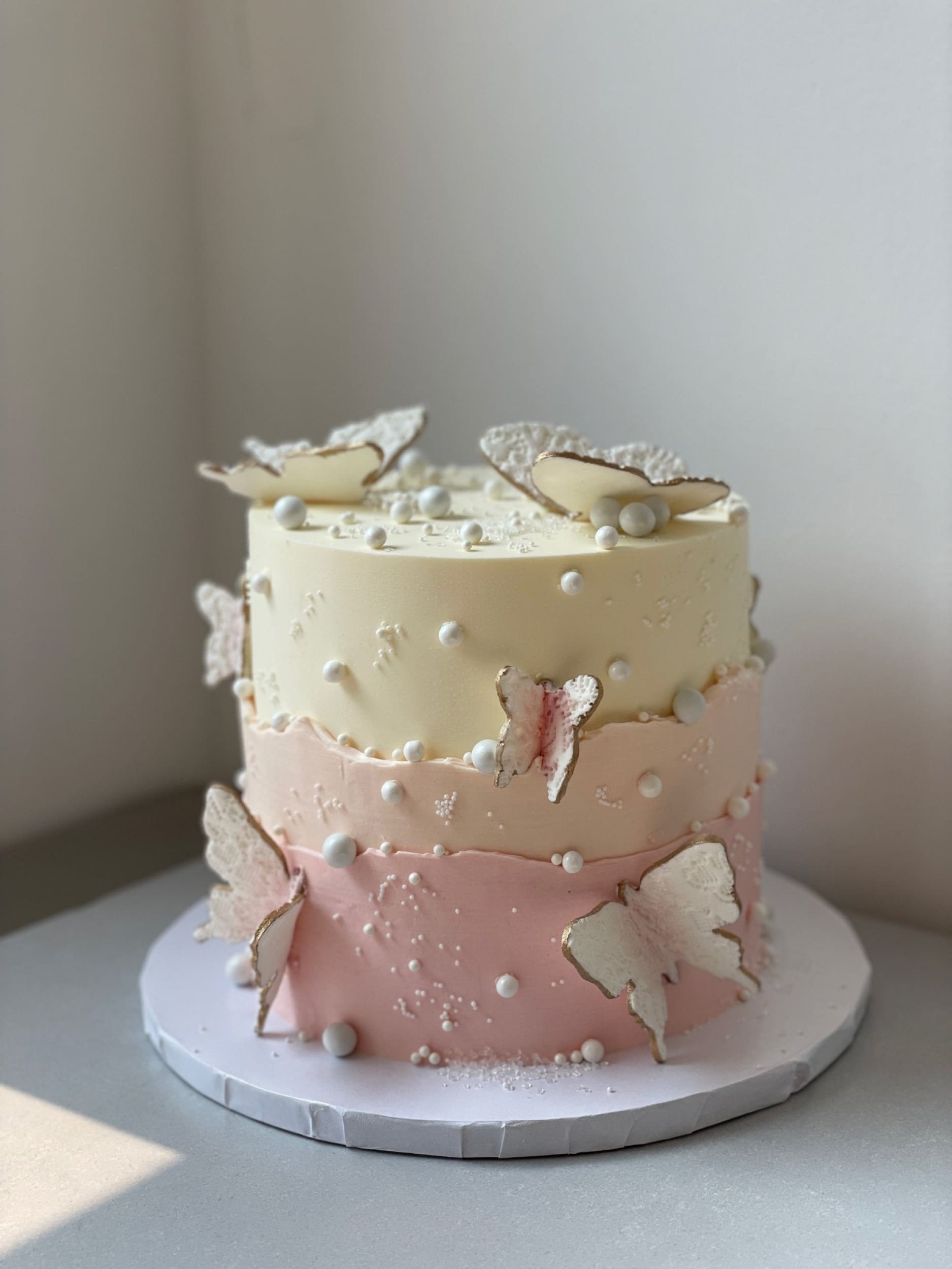 Layered butterfly buttercream - custom cake