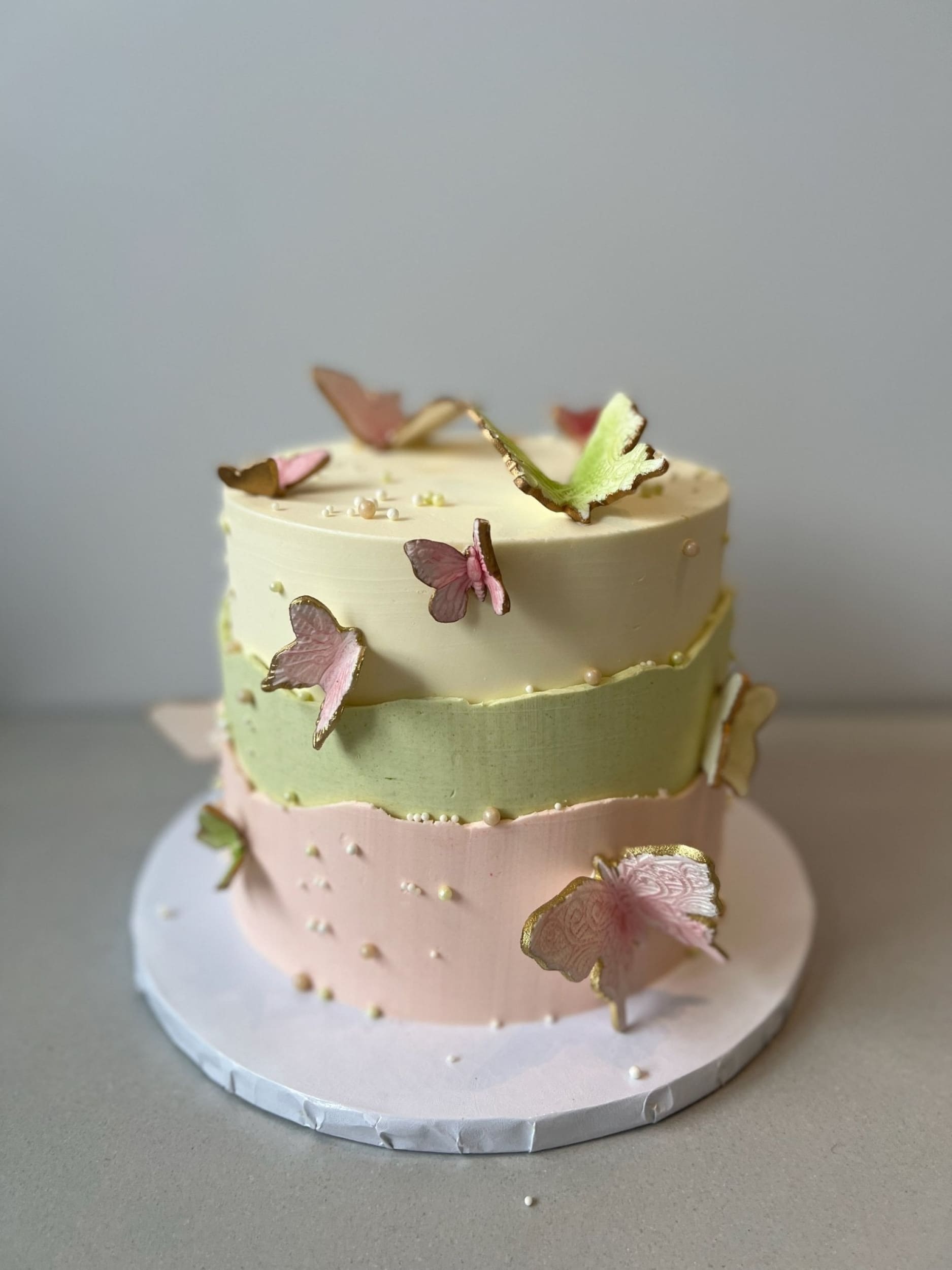 Layered butterfly buttercream - custom cake