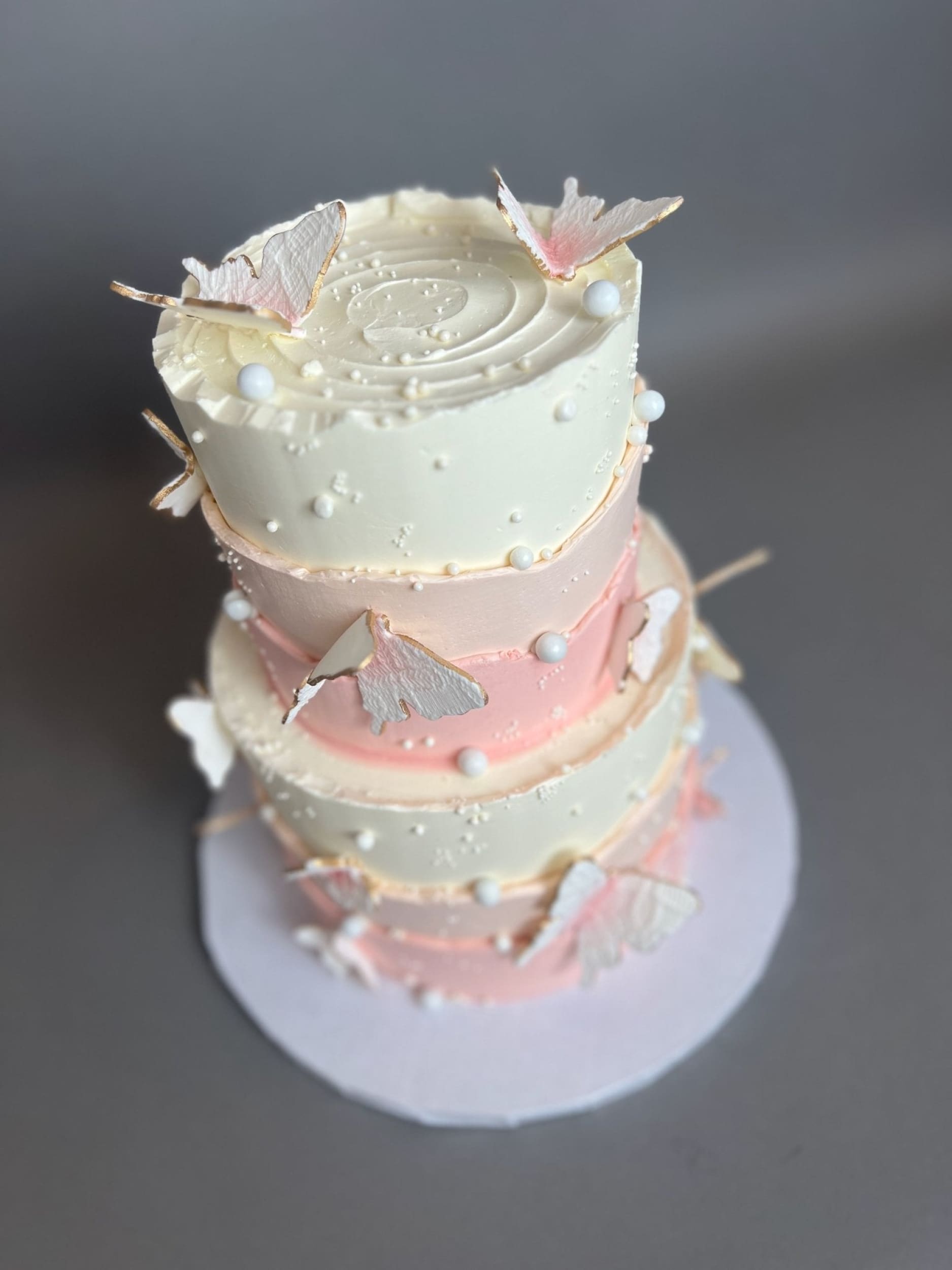 Layered butterfly buttercream - custom cake