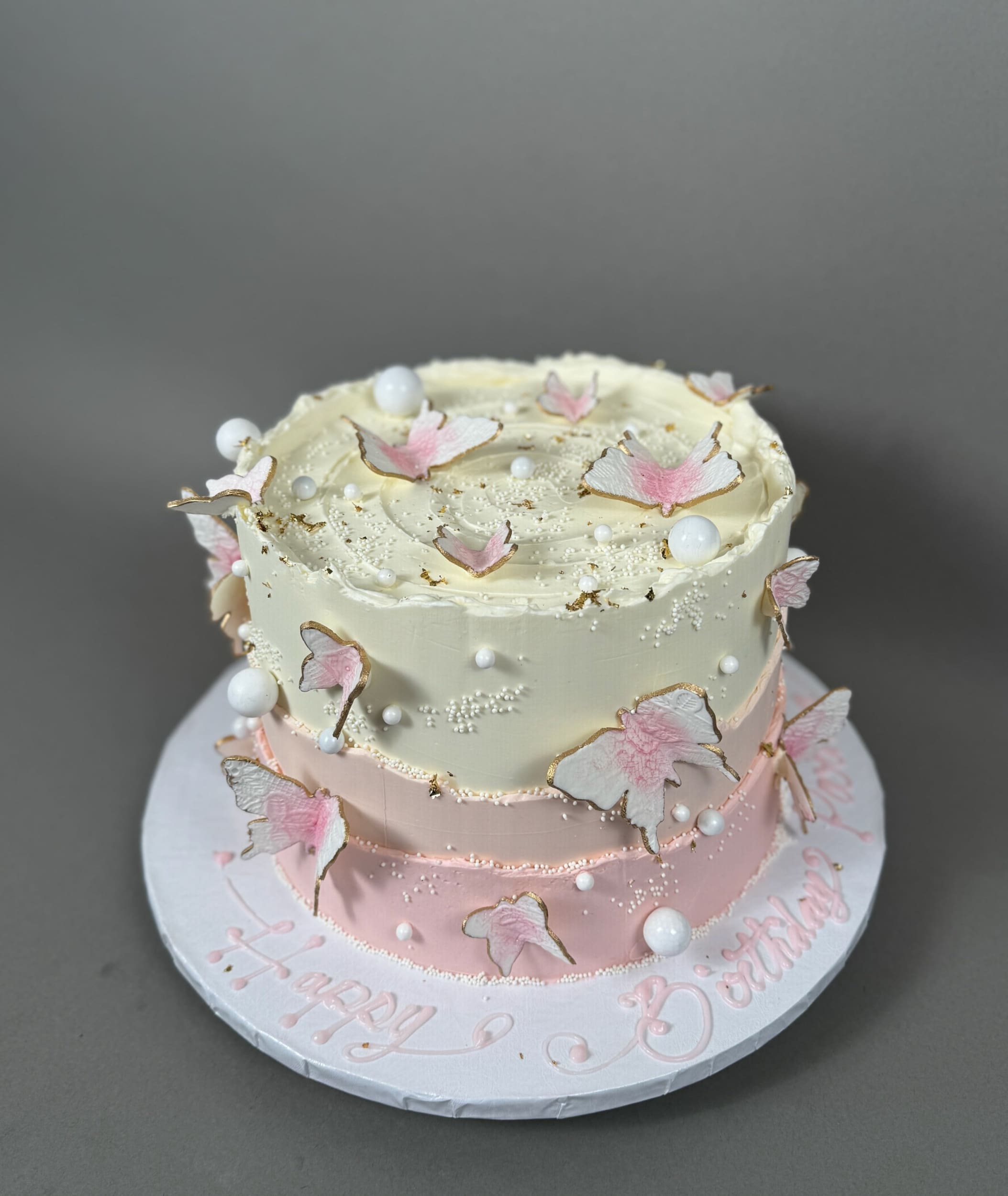 Layered butterfly buttercream - custom cake