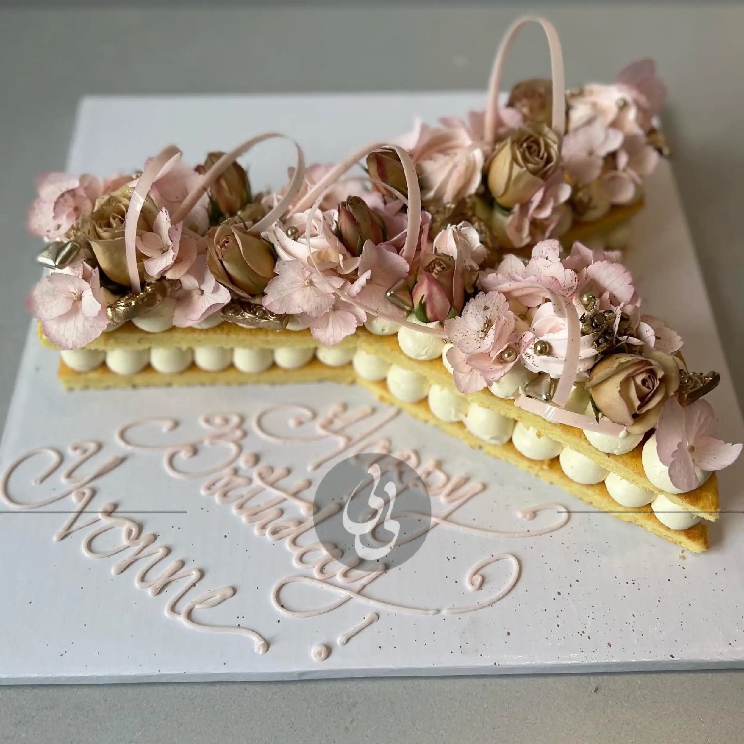 Letter/number cake in whipped cream - custom cake