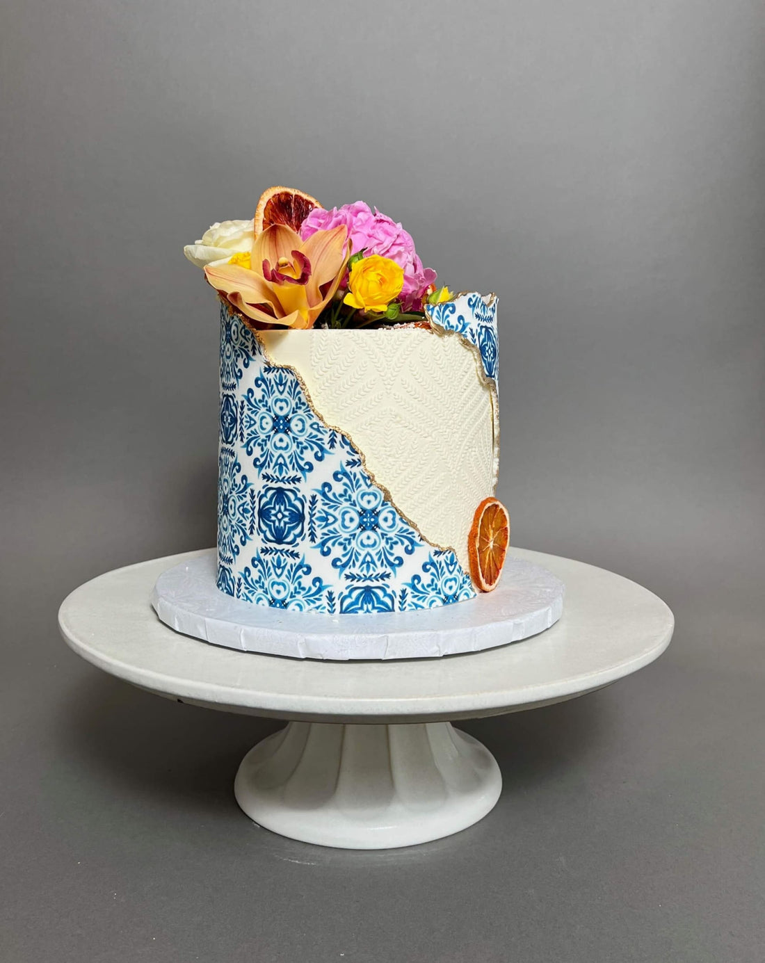 Mediterranean tiles buttercream cake - custom cake