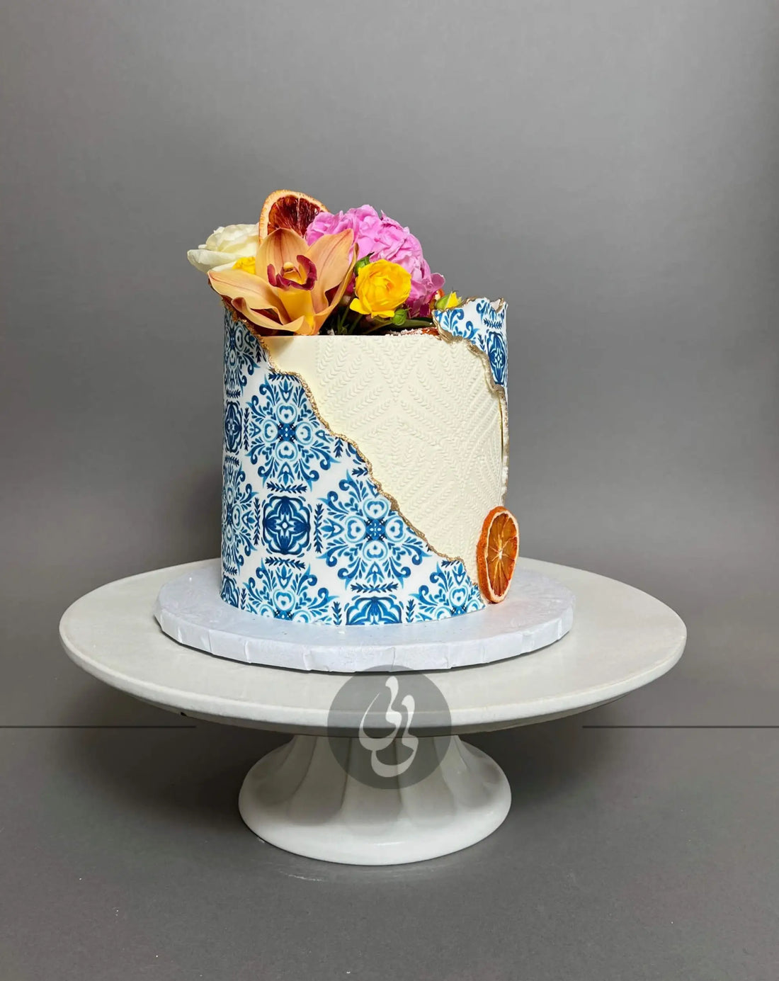 Mediterranean tiles buttercream cake - custom cake
