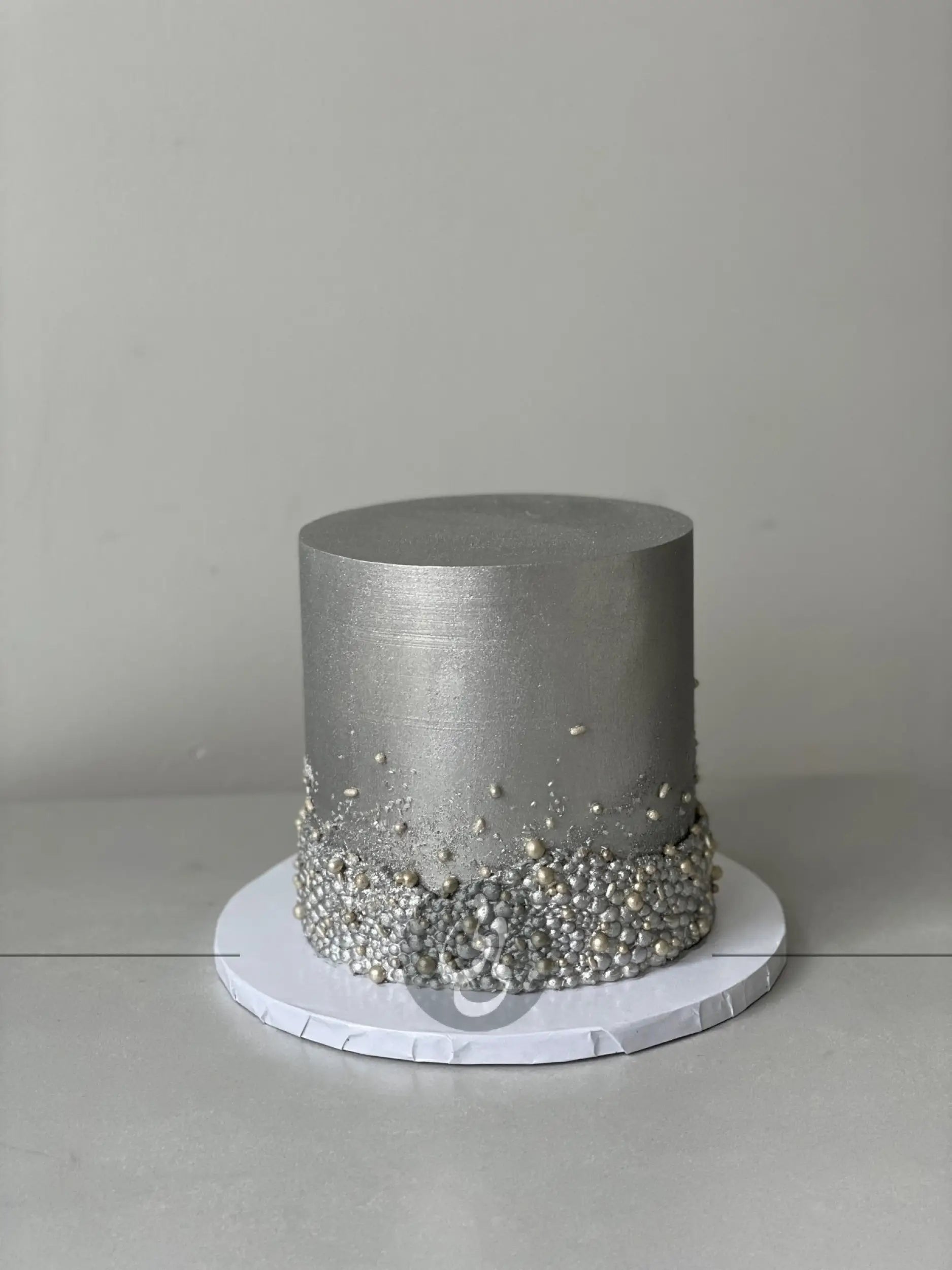 Metallic sequins on buttercream - custom cake