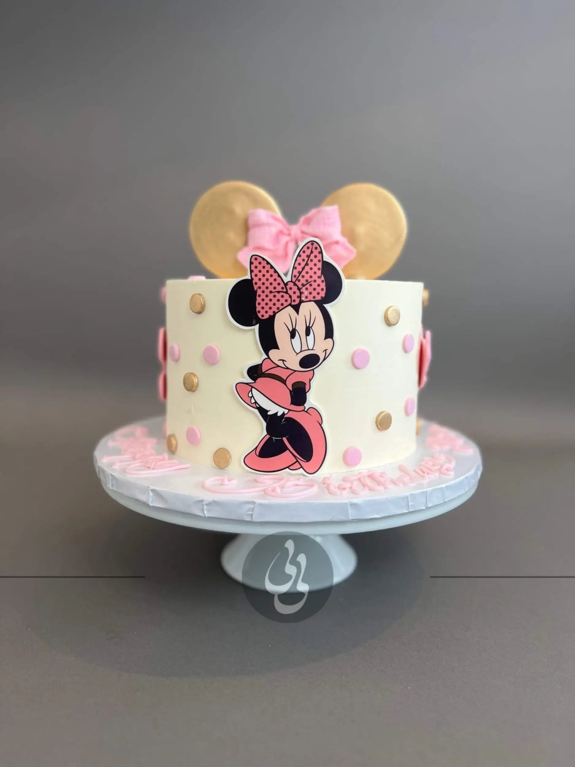 Mickey / minnie mouse edible print & ears on buttercream - custom cake